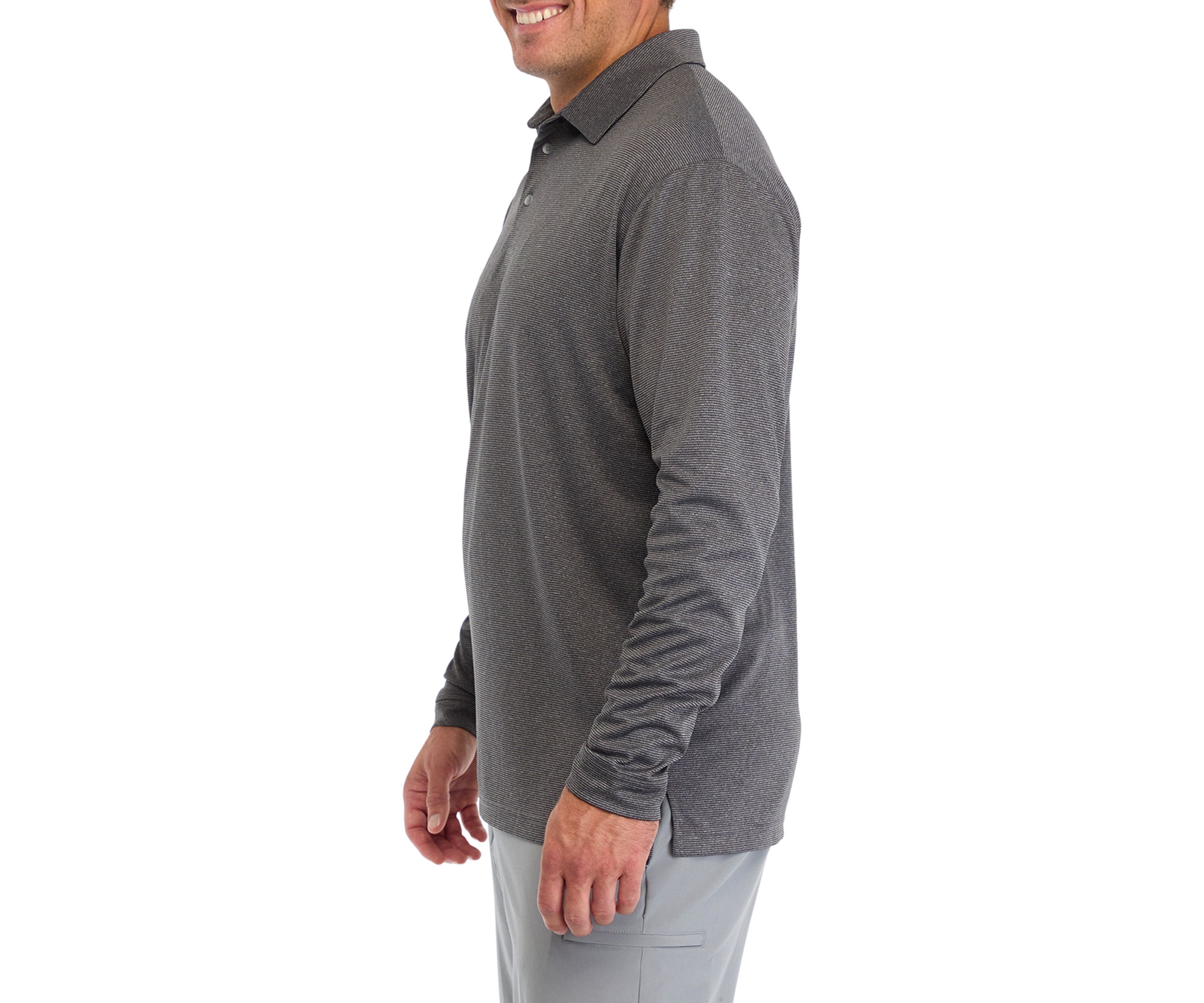 Big & Tall Long Sleeve Feeder Stripe Polo Shirt