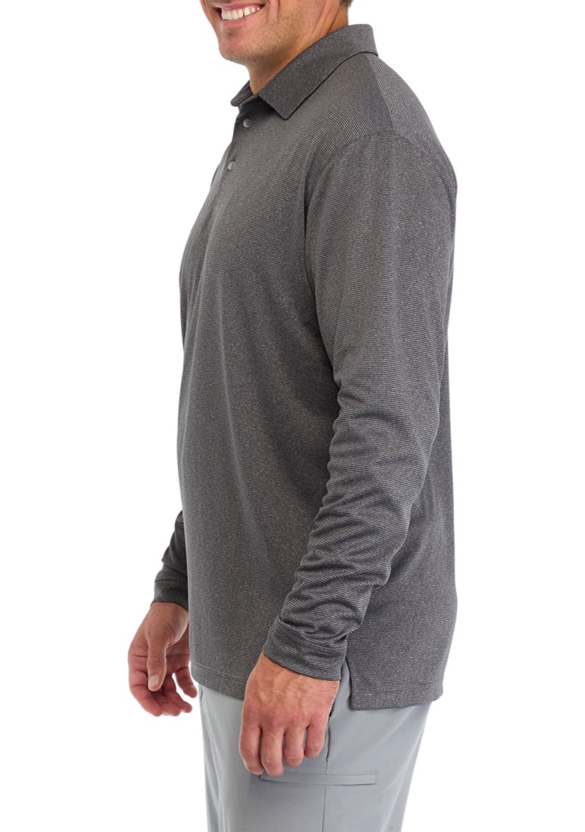 Big & Tall Long Sleeve Feeder Stripe Polo Shirt