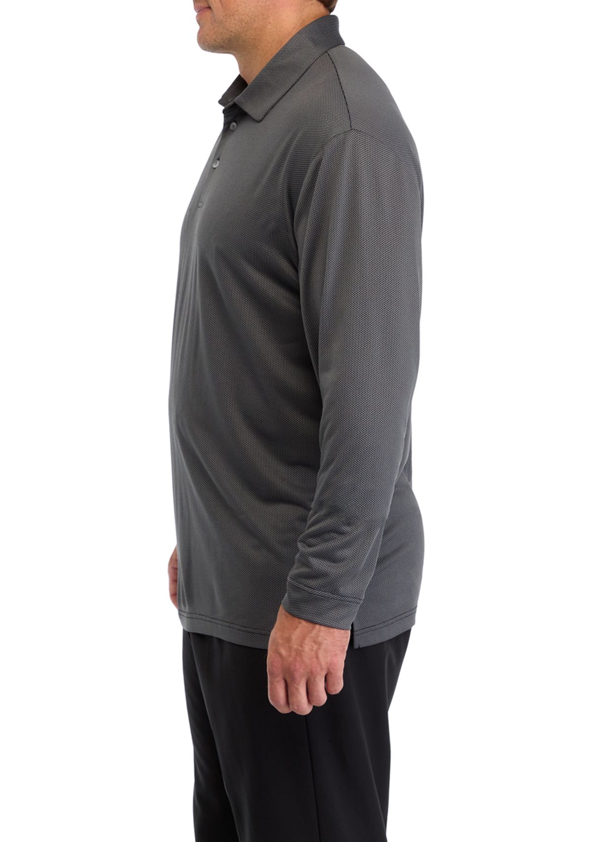 Big & Tall Long Sleeve Jacquard Polo Shirt