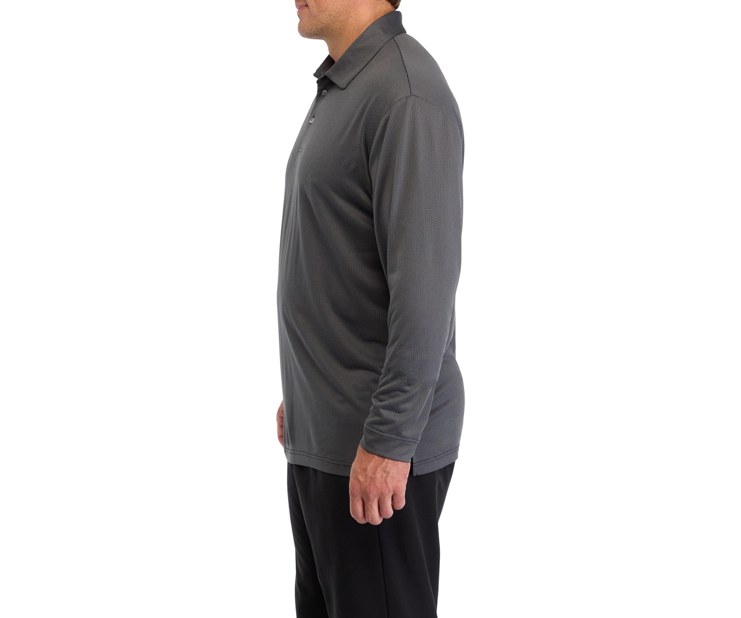 Big & Tall Long Sleeve Jacquard Polo Shirt