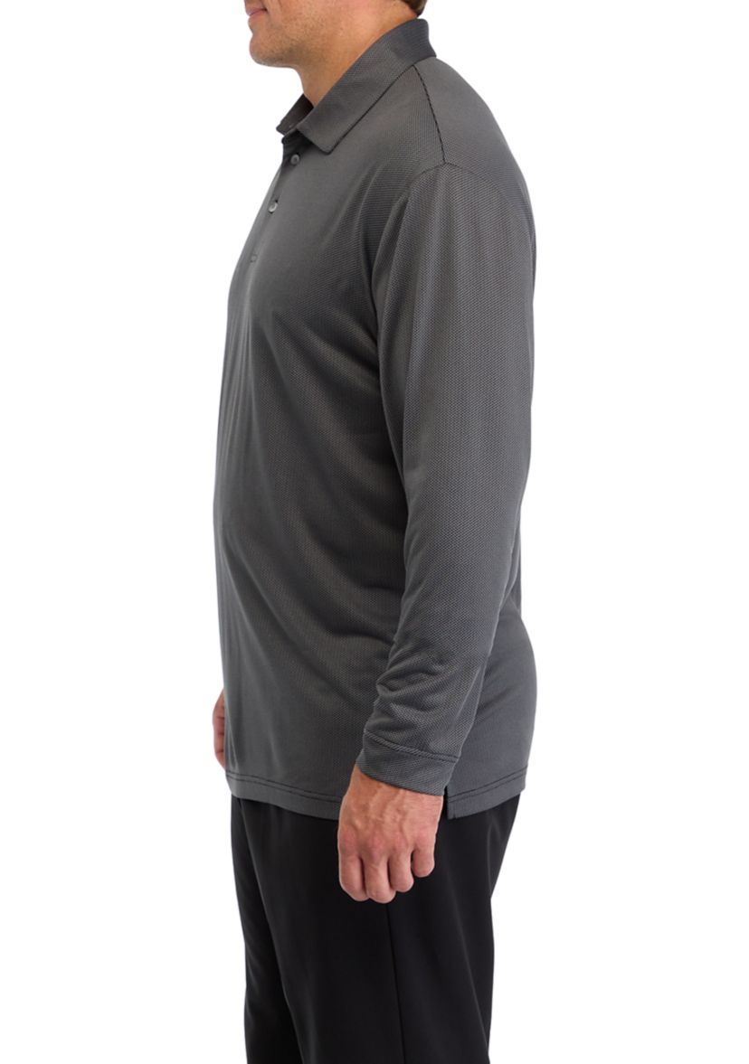 Big & Tall Long Sleeve Jacquard Polo Shirt