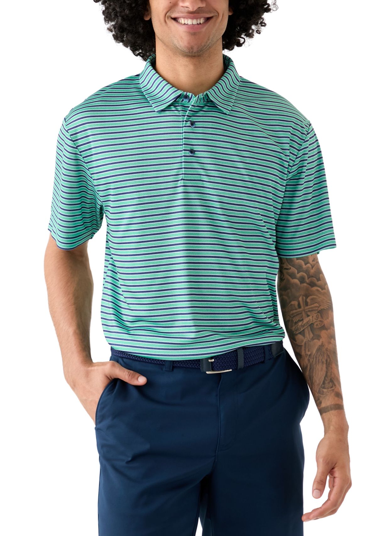Mens Multicolored Stripe Polo Shirt 