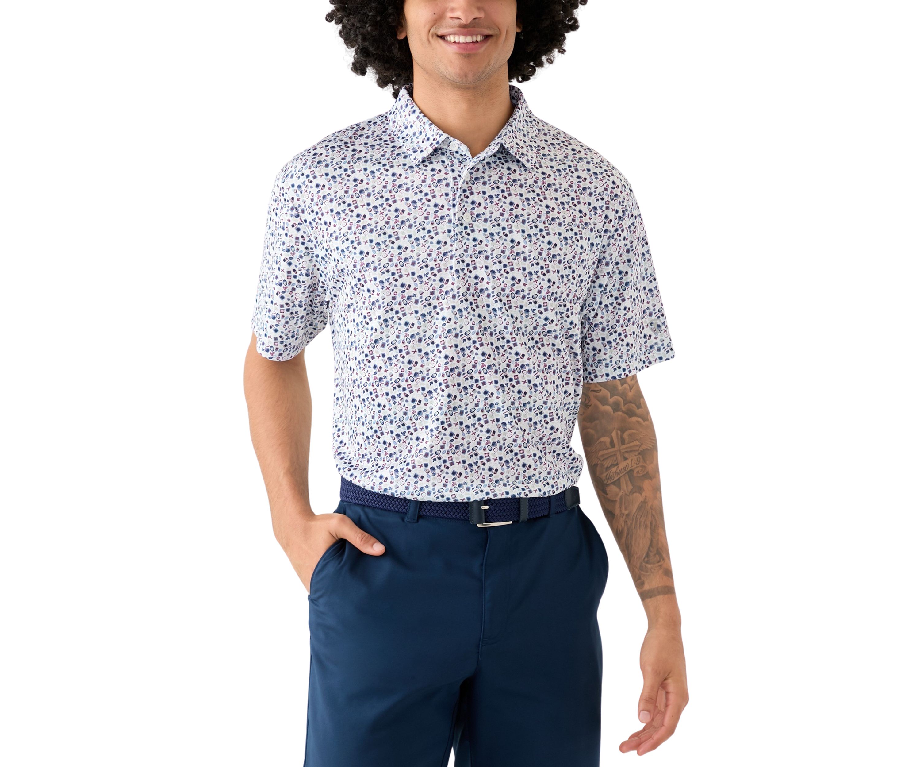 Mens Acorn Print Polo Shirt