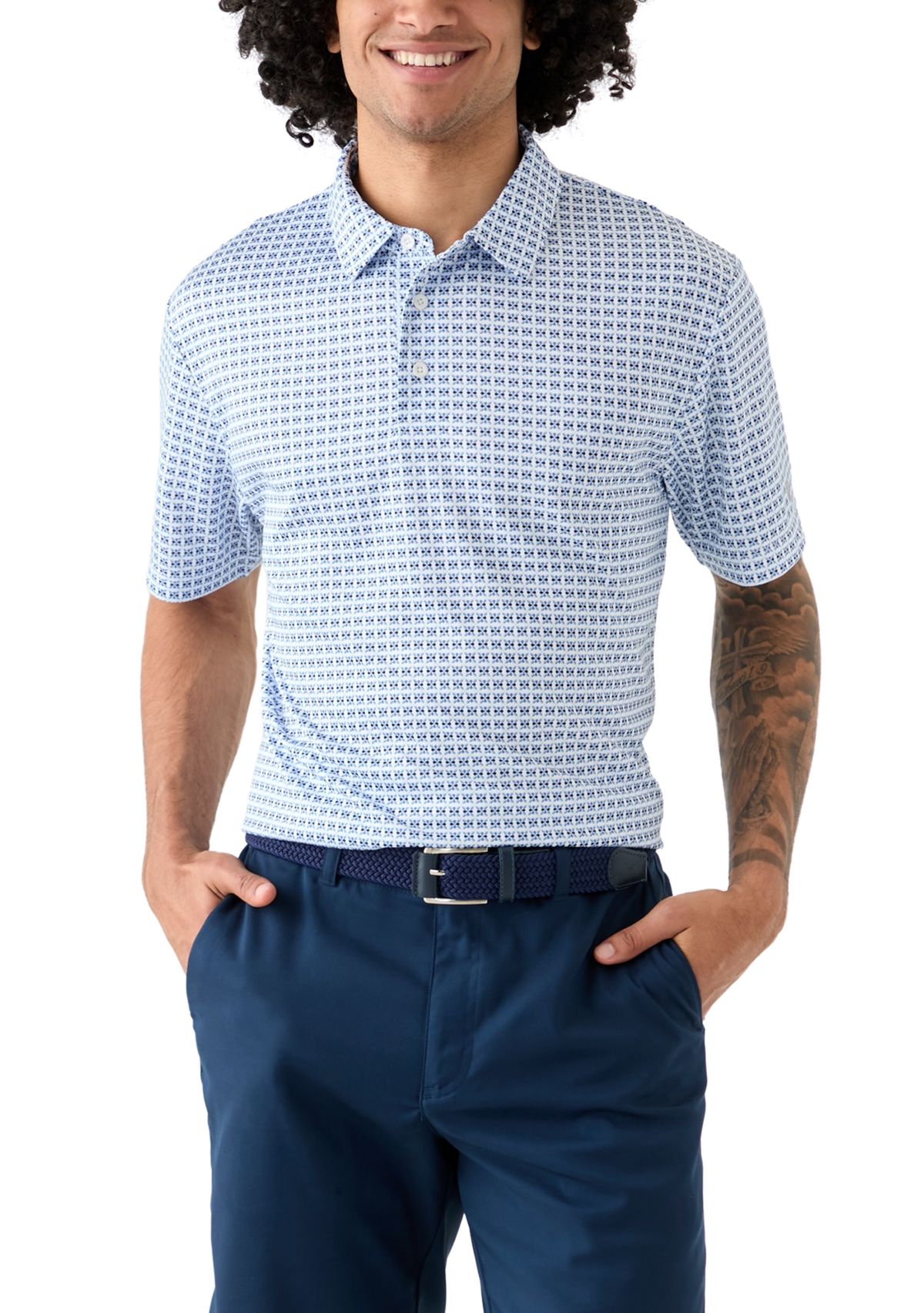 Mens Geometric Print Polo Shirt