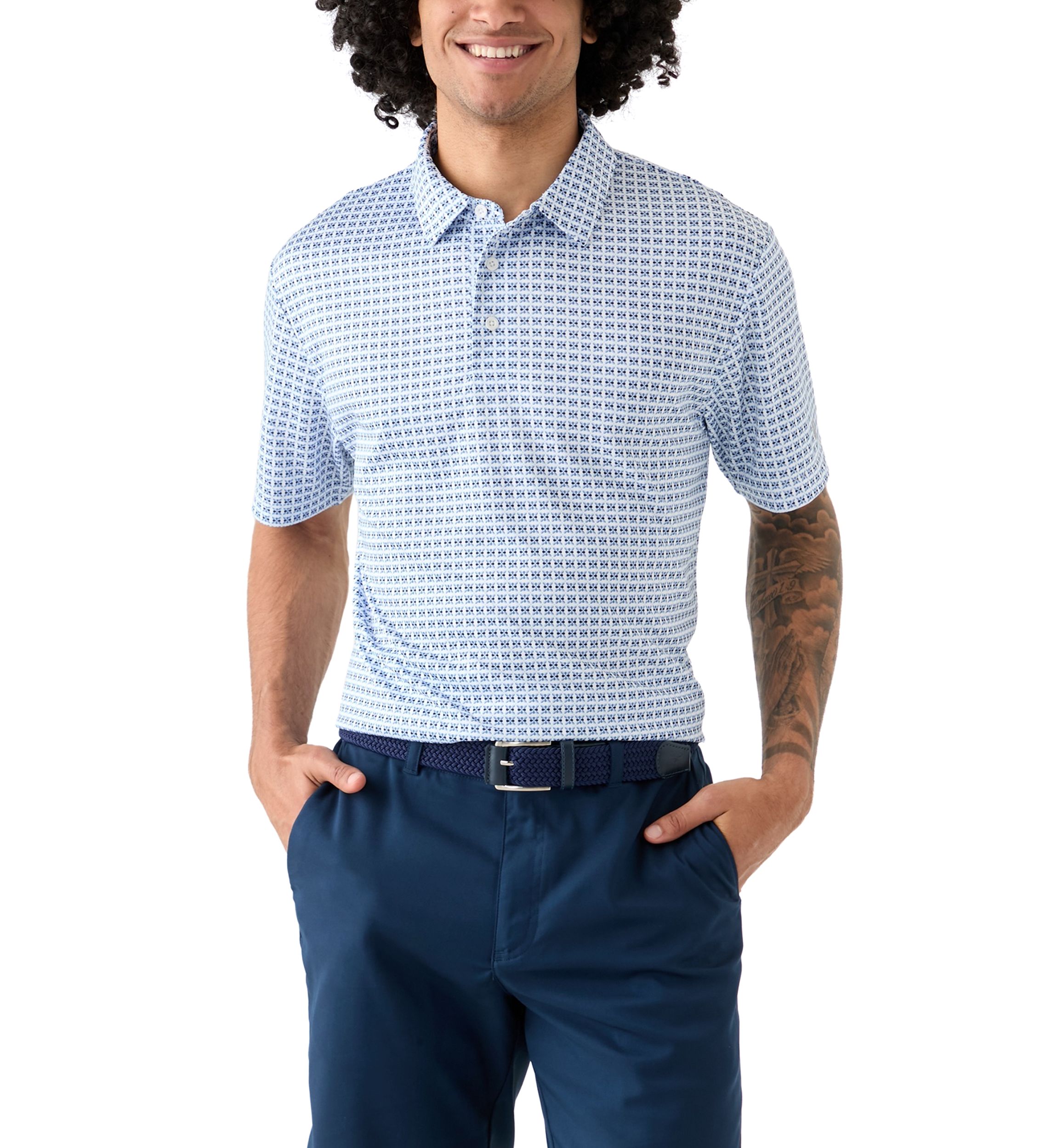 Mens Geometric Print Polo Shirt