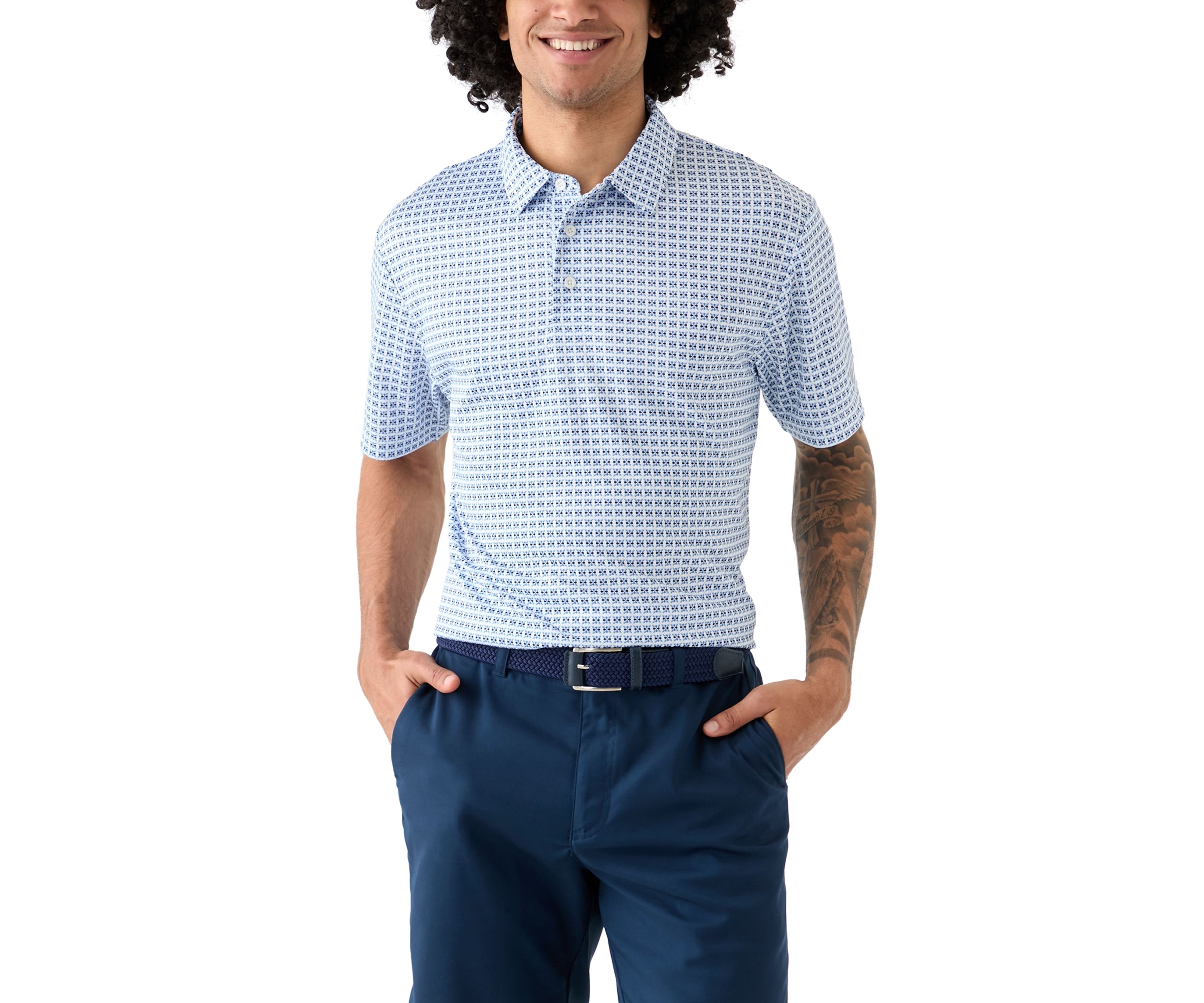 Mens Geometric Print Polo Shirt