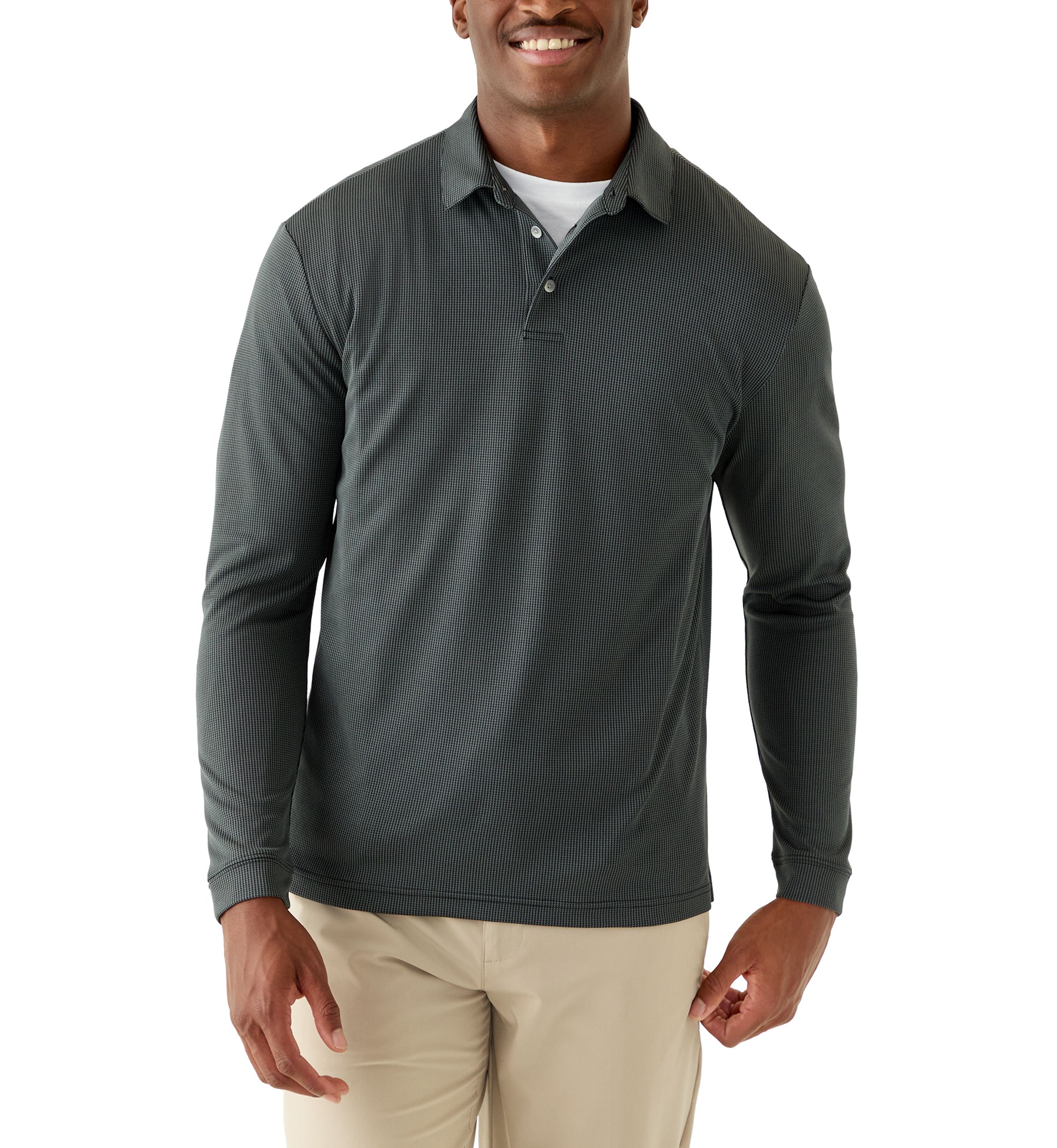 Pro Tour® Men's Long Sleeve Houndstooth Polo Shirt | Belk
