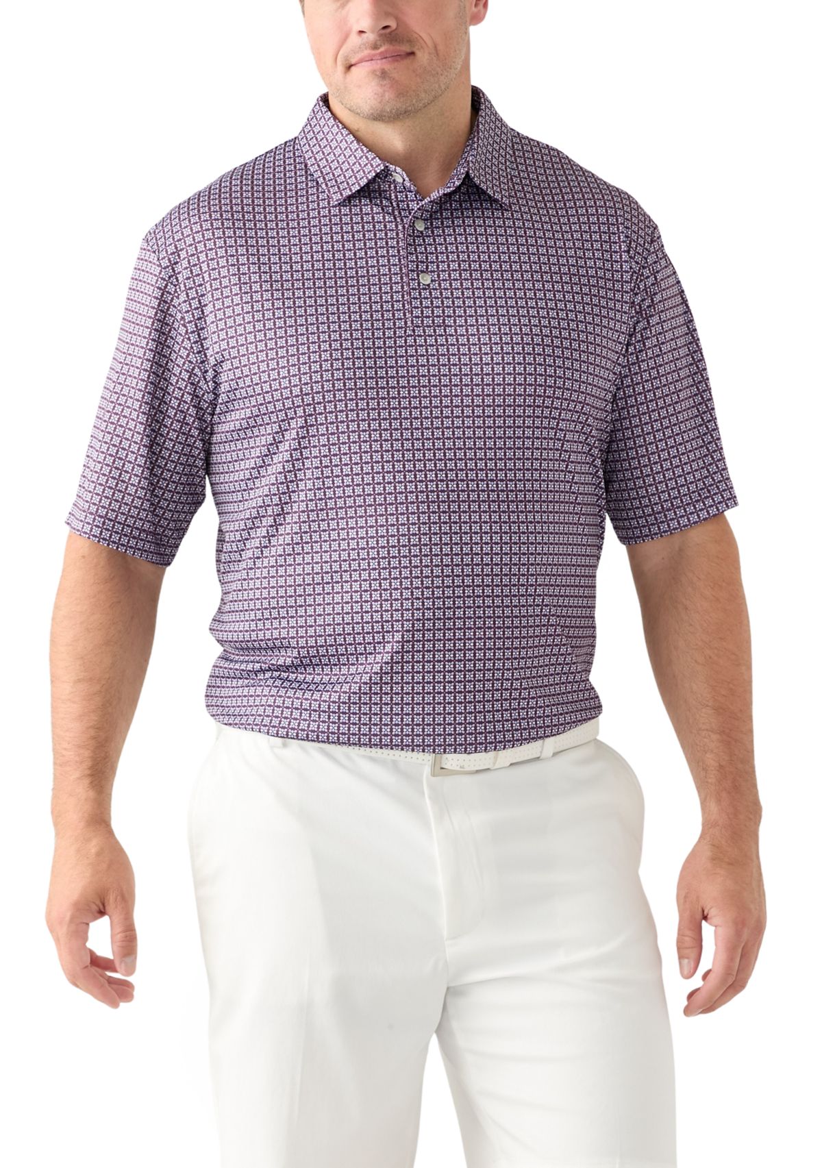 Big & Tall Short Sleeve Geo Print Polo Shirt