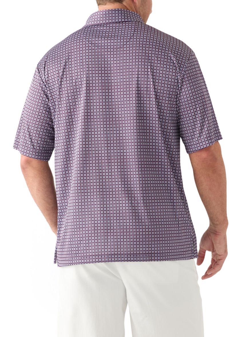 Big & Tall Short Sleeve Geo Print Polo Shirt