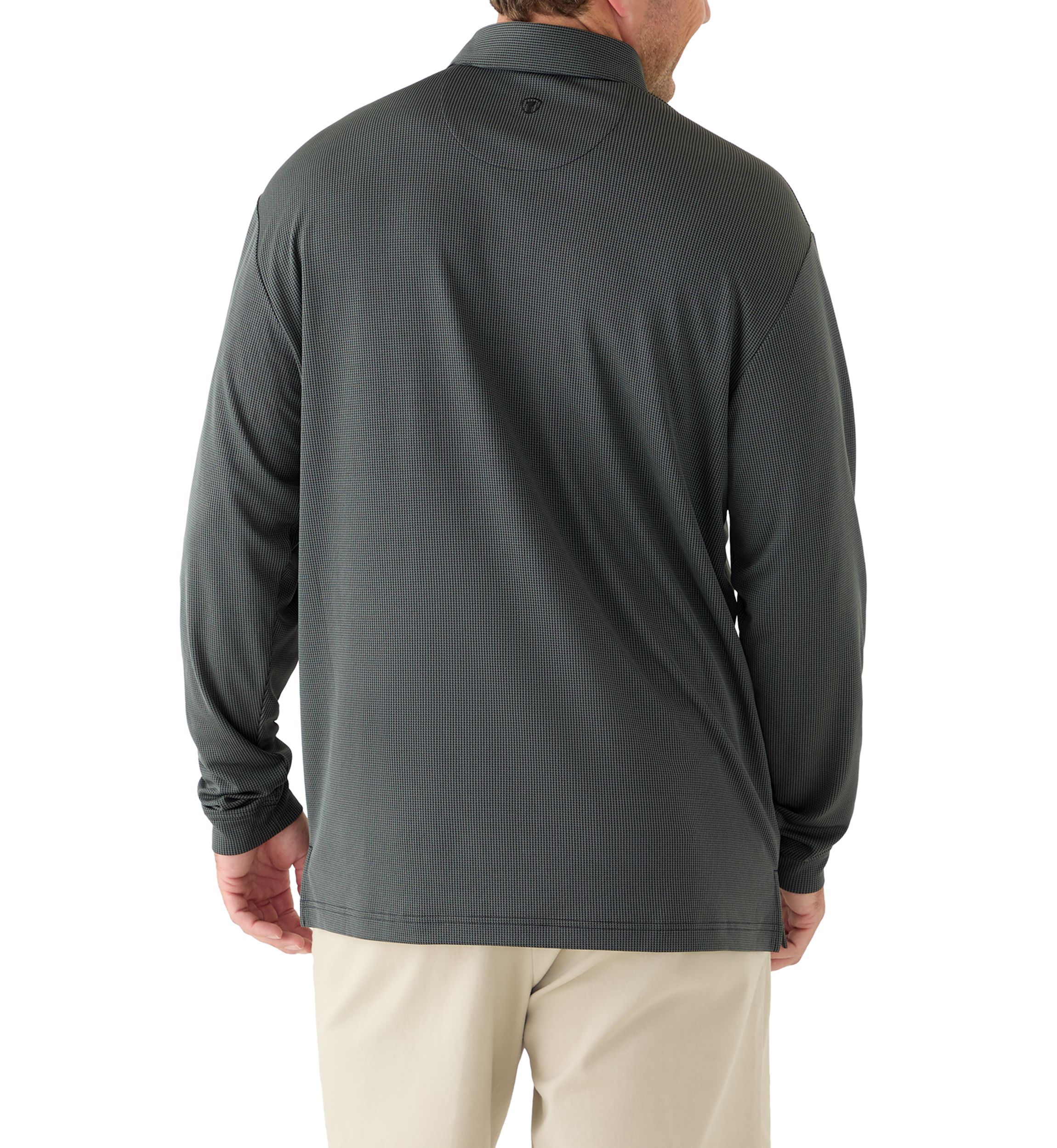 Big & Tall Long Sleeve Houndstooth Polo Shirt 