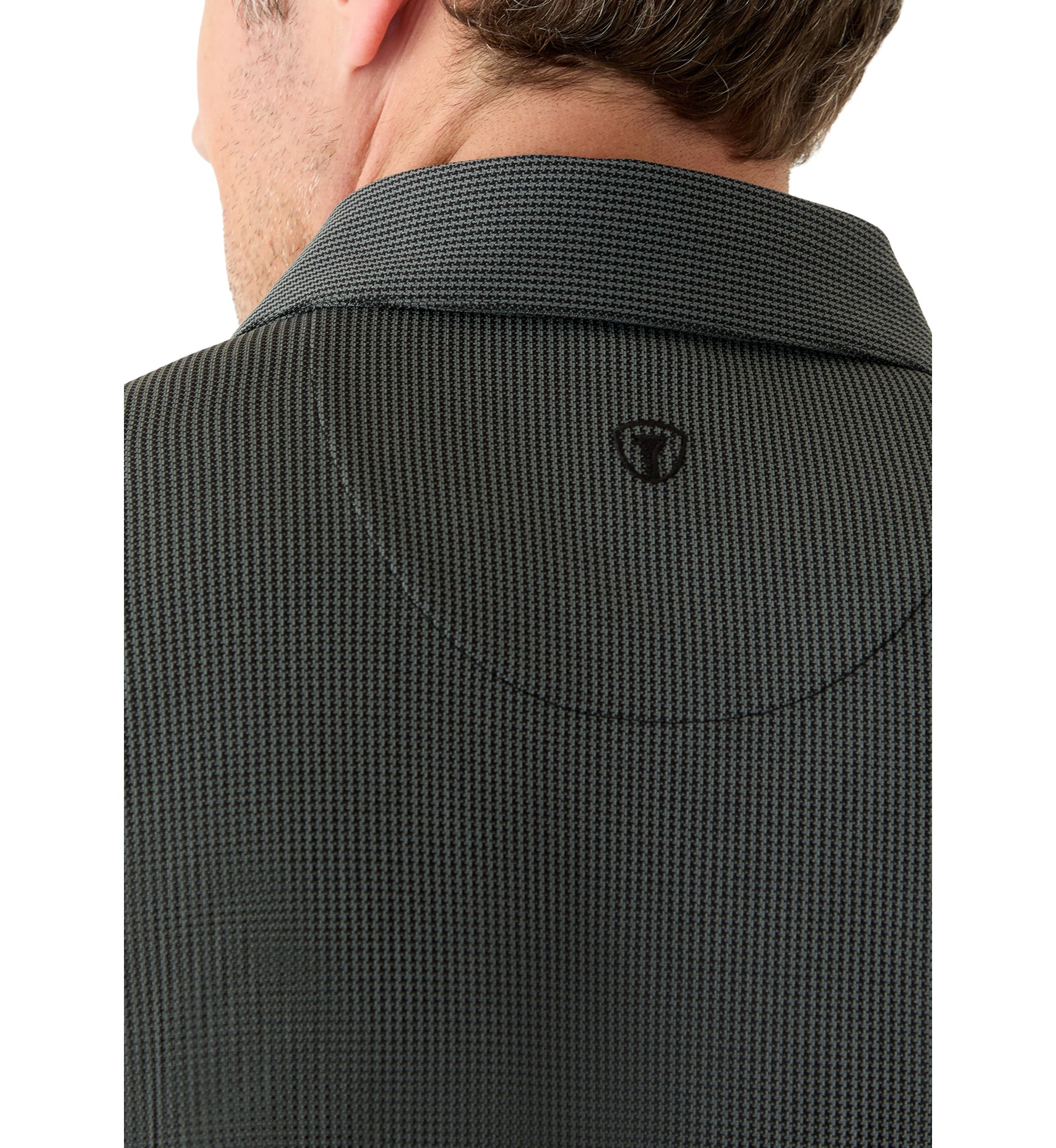 Big & Tall Long Sleeve Houndstooth Polo Shirt 