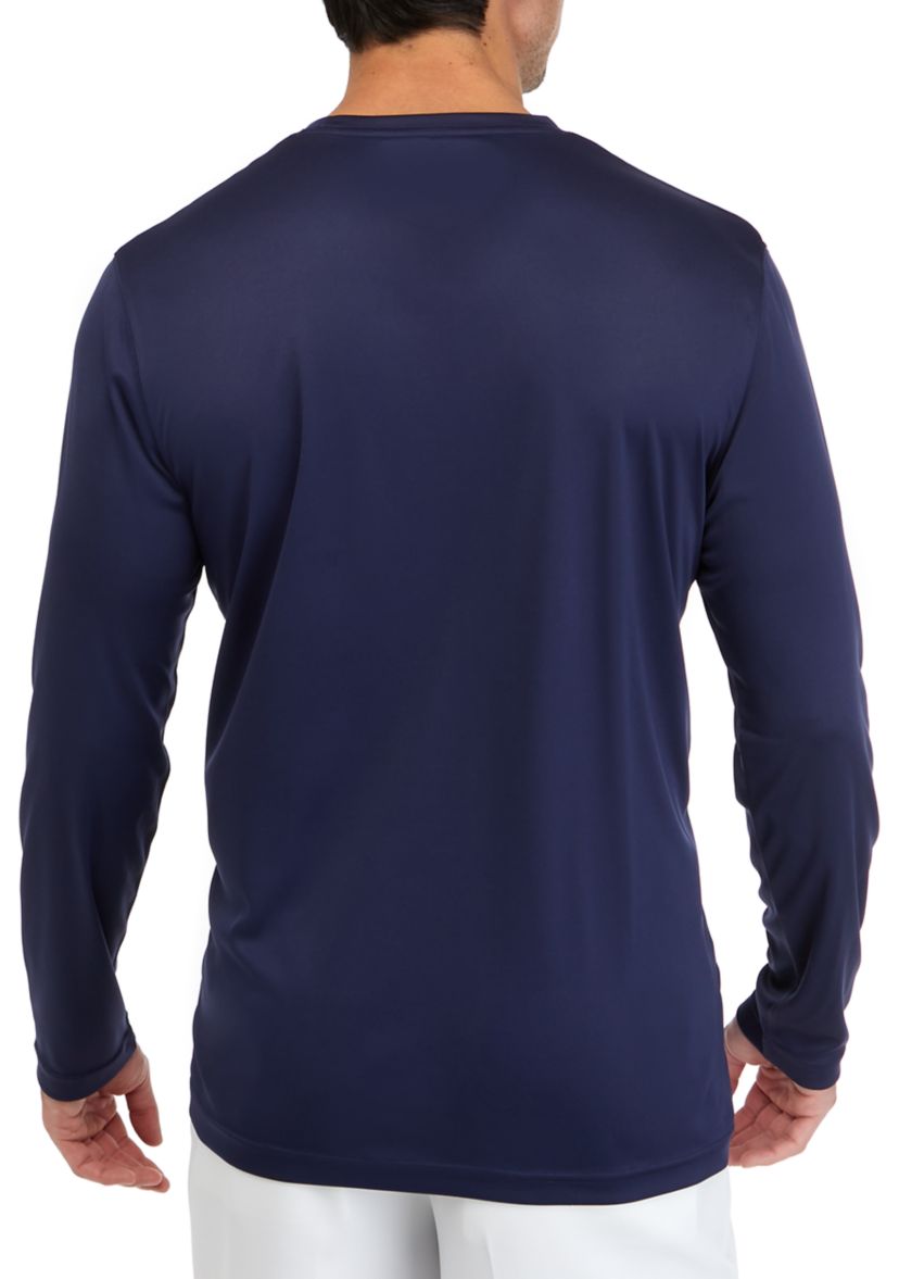 Mens Long Sleeve Americana Logo Print Sun Protection Crew T-Shirt