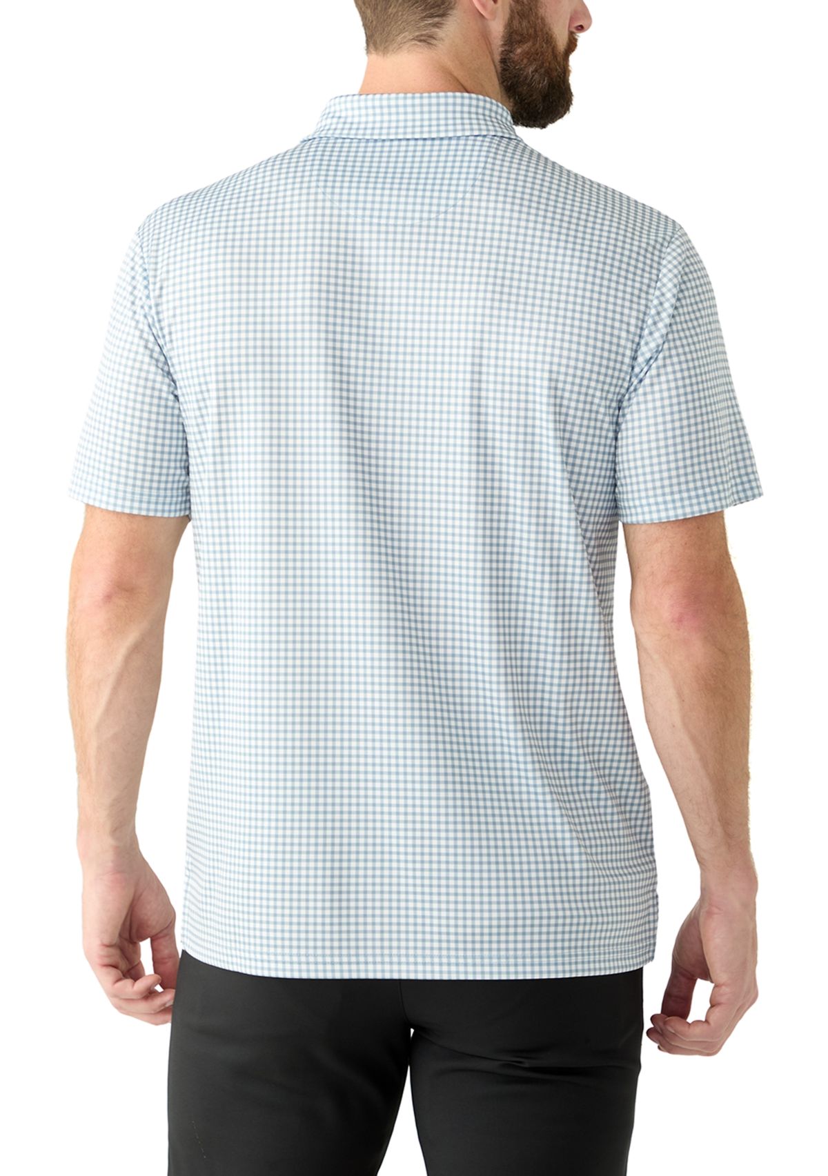 Mens Short Sleeve Gingham Print Polo Shirt