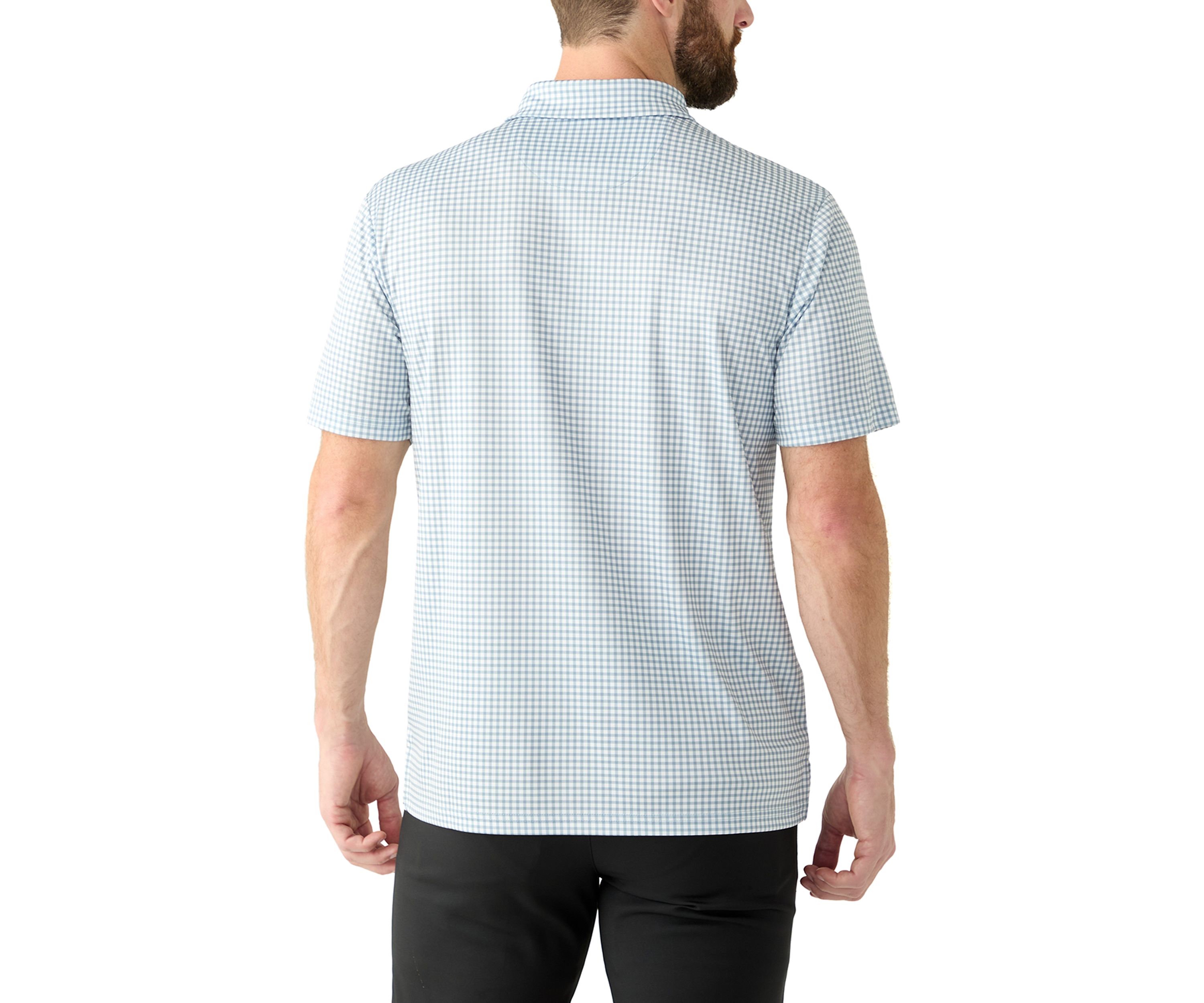Mens Short Sleeve Gingham Print Polo Shirt