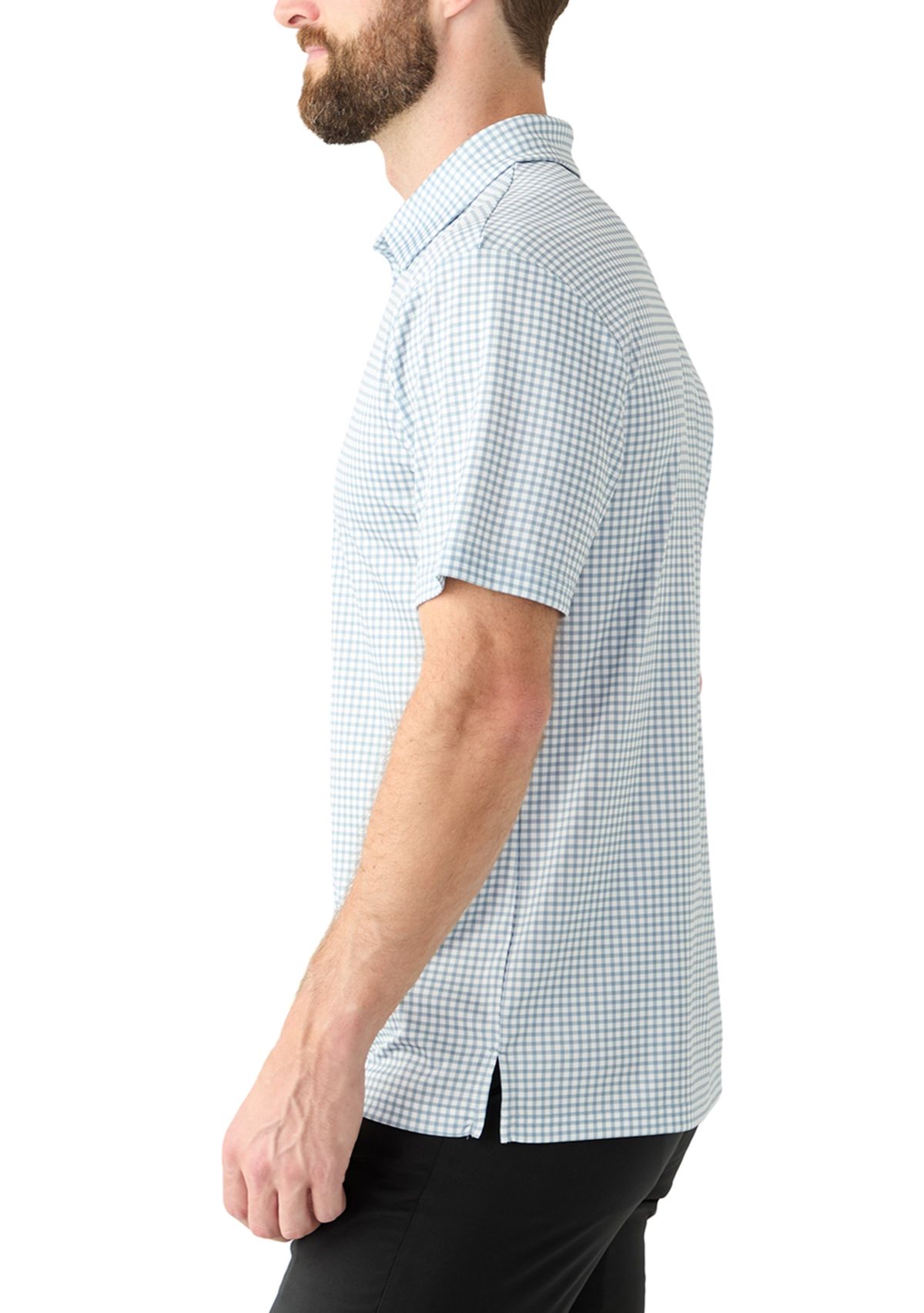 Mens Short Sleeve Gingham Print Polo Shirt