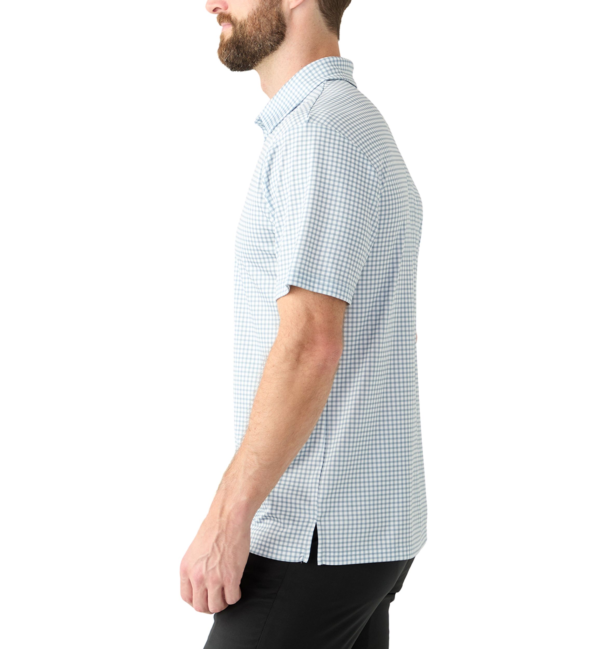 Mens Short Sleeve Gingham Print Polo Shirt