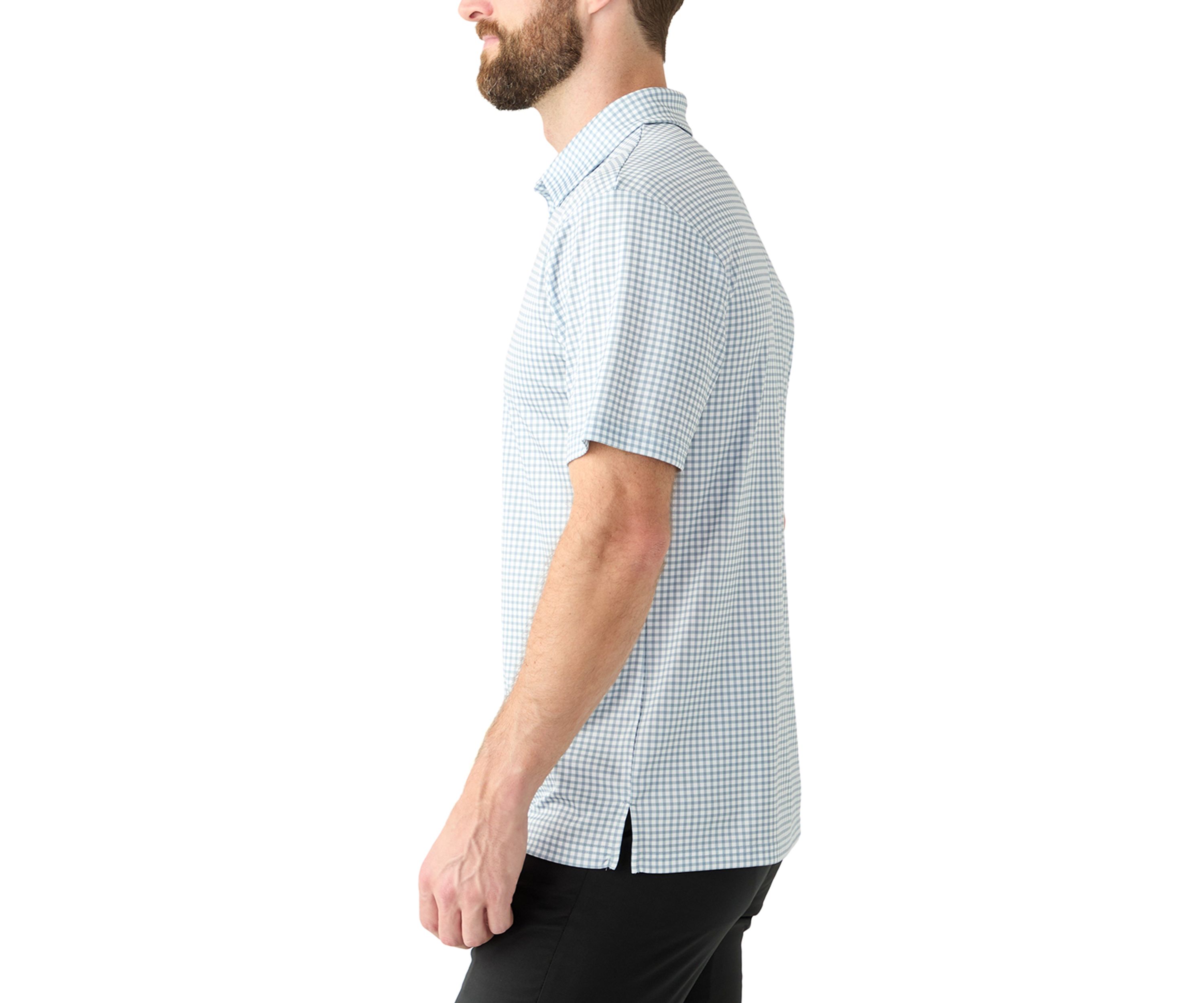 Mens Short Sleeve Gingham Print Polo Shirt