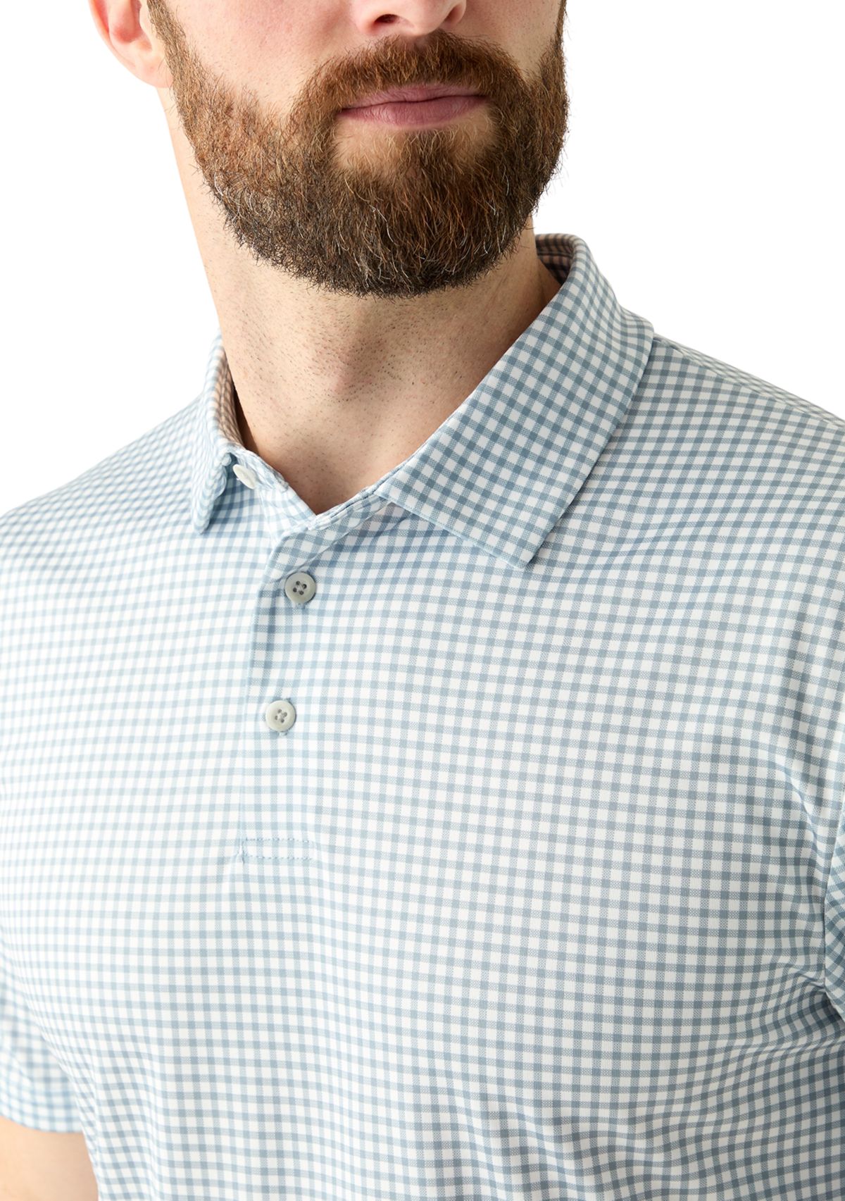 Mens Short Sleeve Gingham Print Polo Shirt