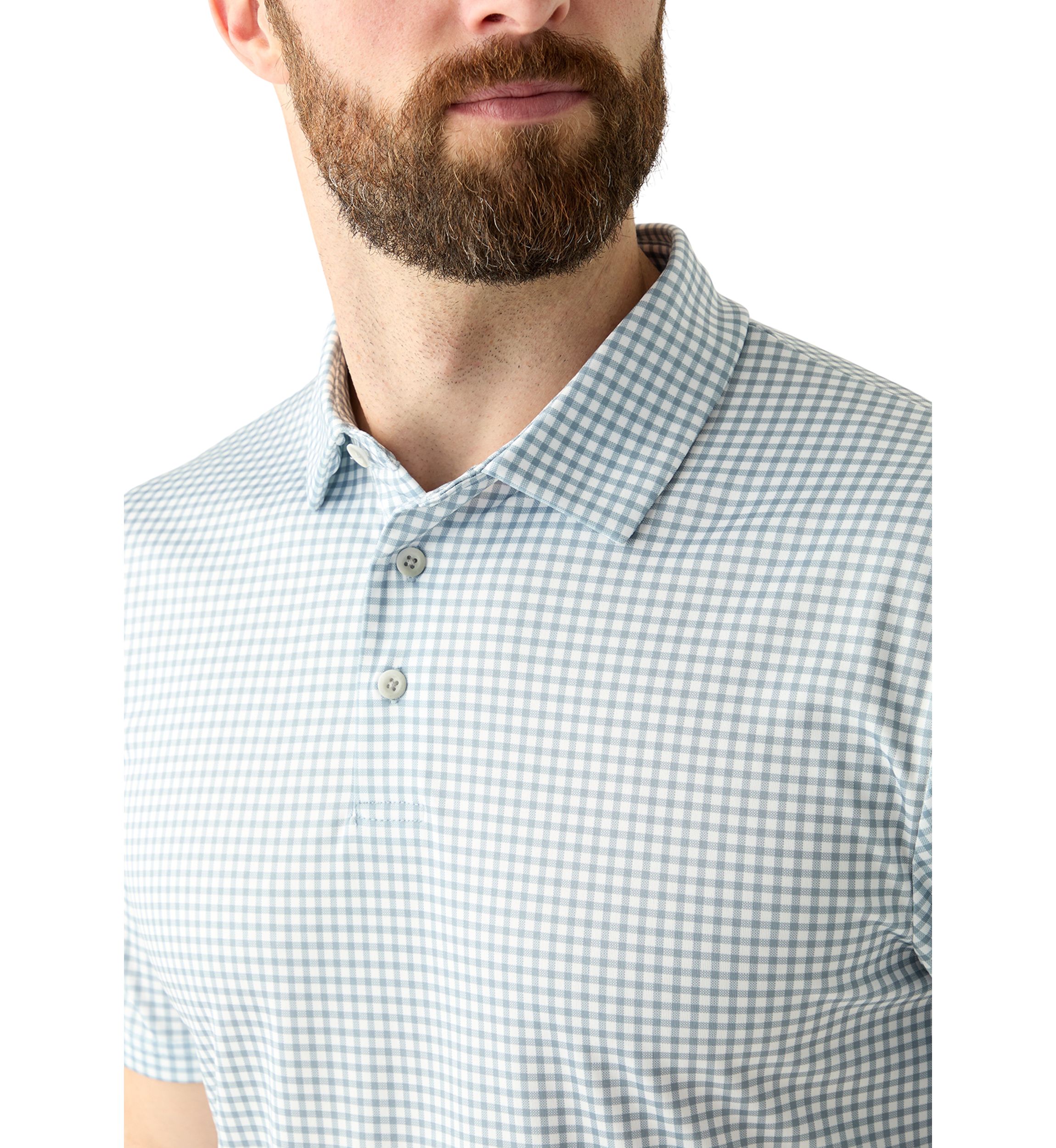 Mens Short Sleeve Gingham Print Polo Shirt