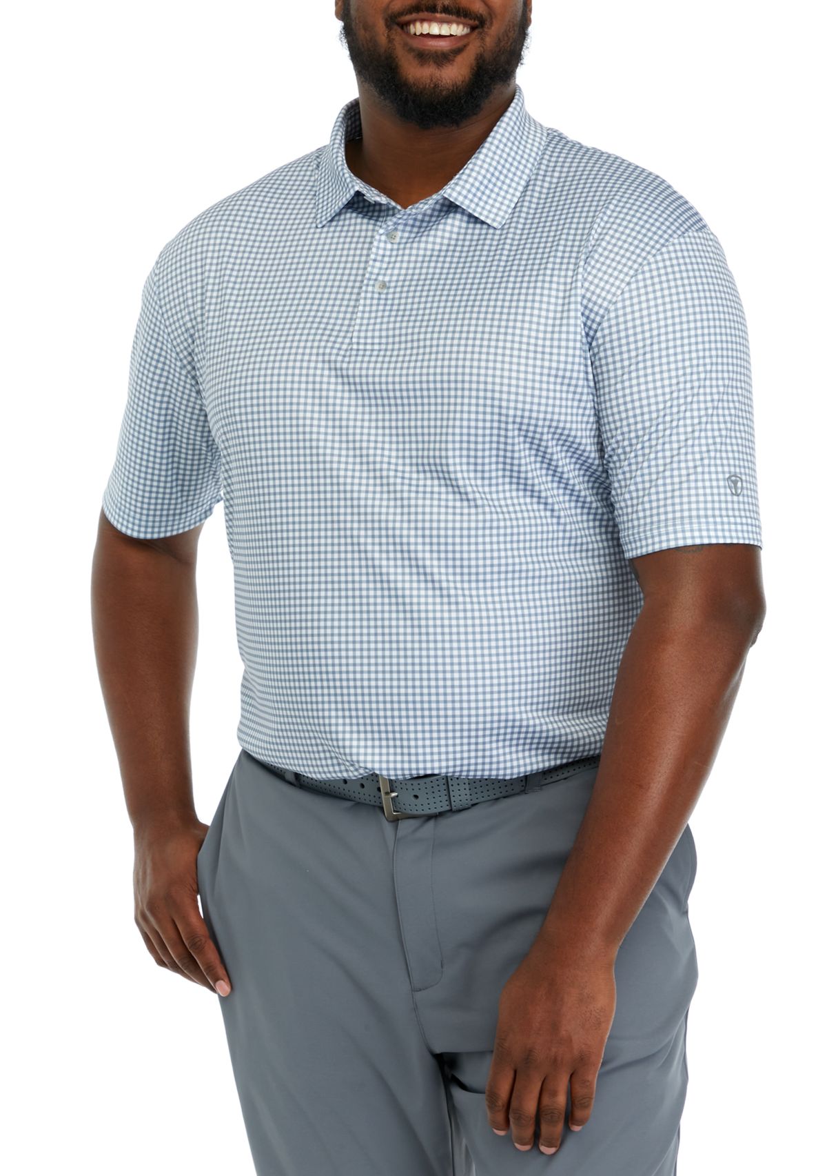Big & Tall Short Sleeve Gingham Print Polo Shirt