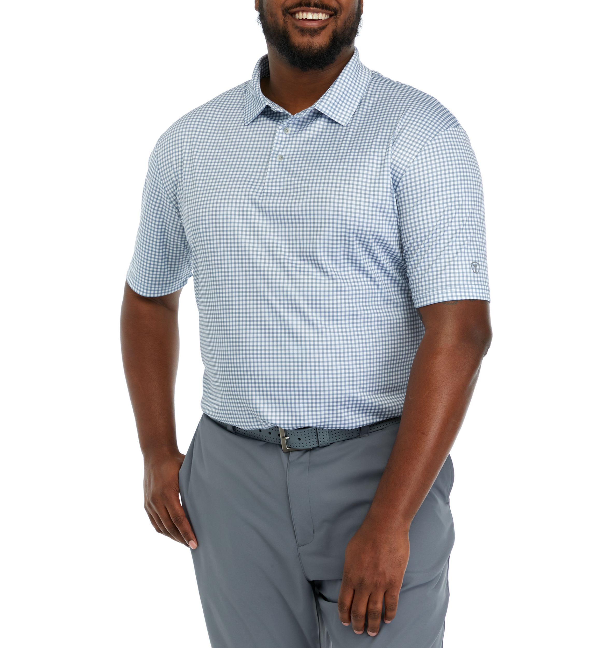 Big & Tall Short Sleeve Gingham Print Polo Shirt