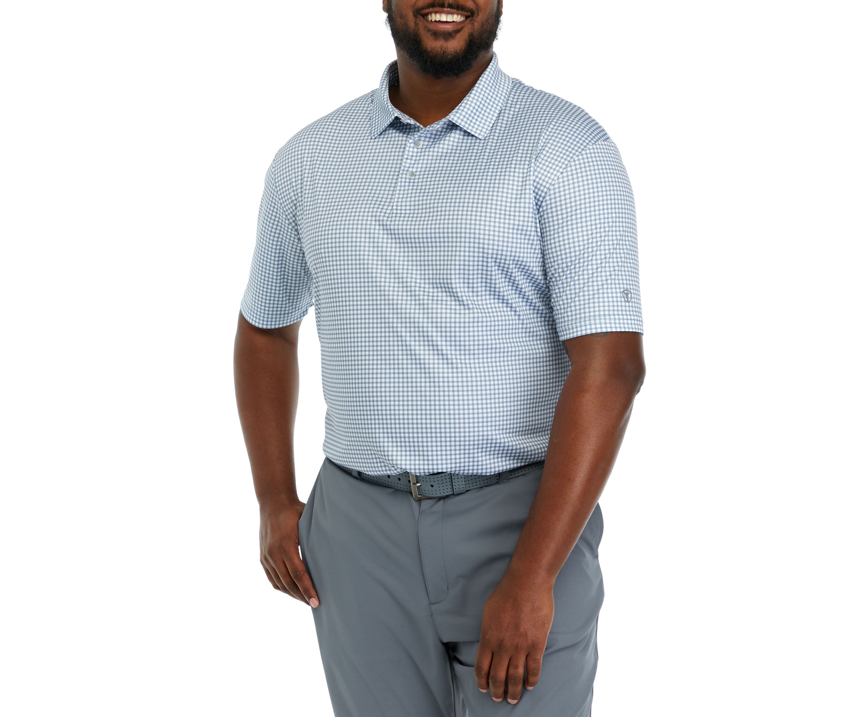 Big & Tall Short Sleeve Gingham Print Polo Shirt