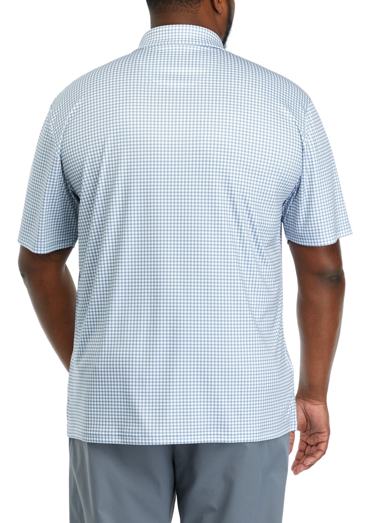 Big & Tall Short Sleeve Gingham Print Polo Shirt