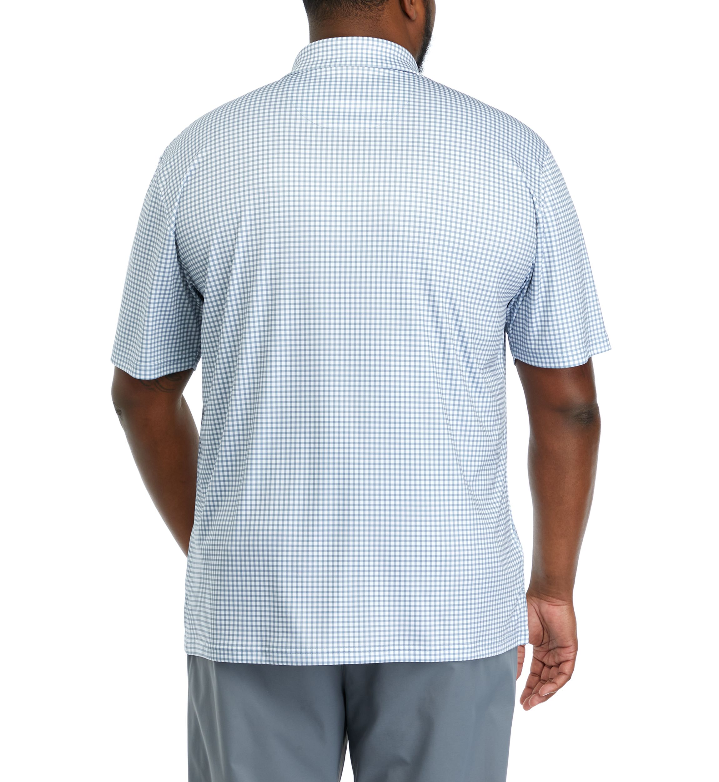 Big & Tall Short Sleeve Gingham Print Polo Shirt