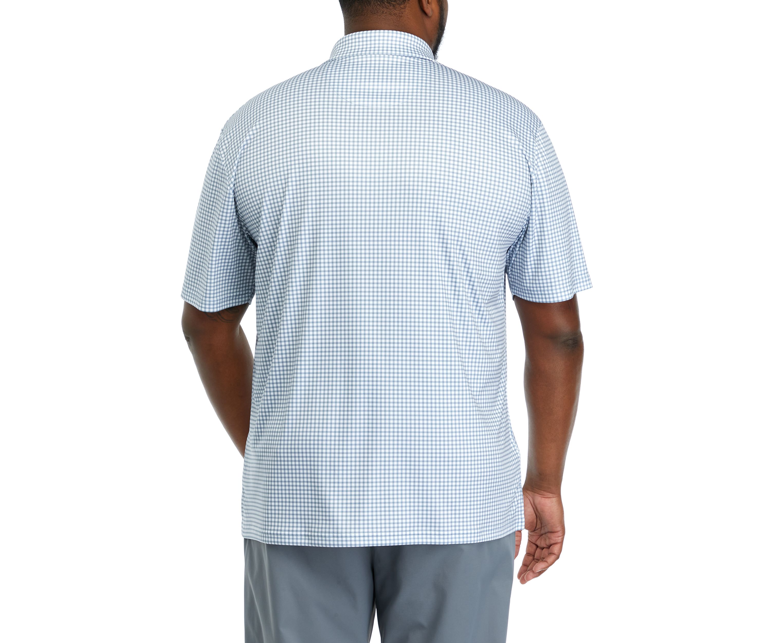 Big & Tall Short Sleeve Gingham Print Polo Shirt