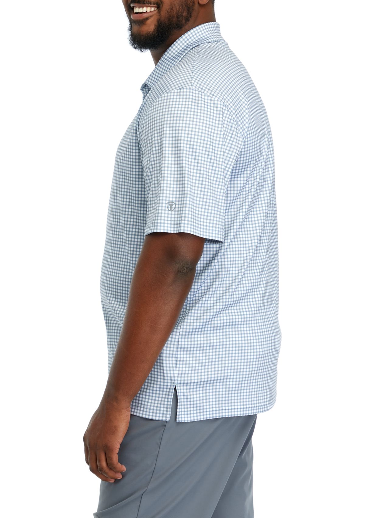 Big & Tall Short Sleeve Gingham Print Polo Shirt