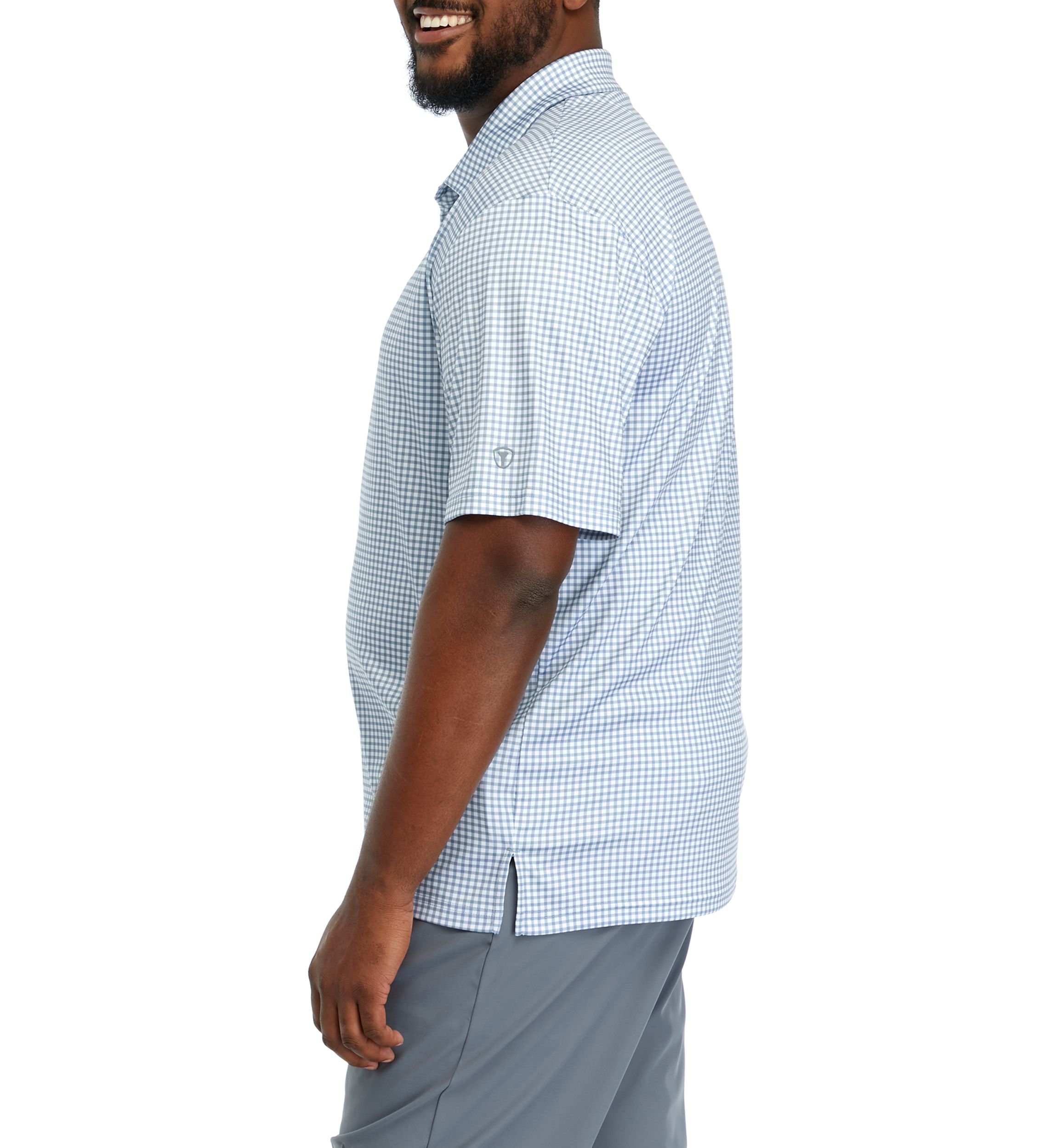 Big & Tall Short Sleeve Gingham Print Polo Shirt