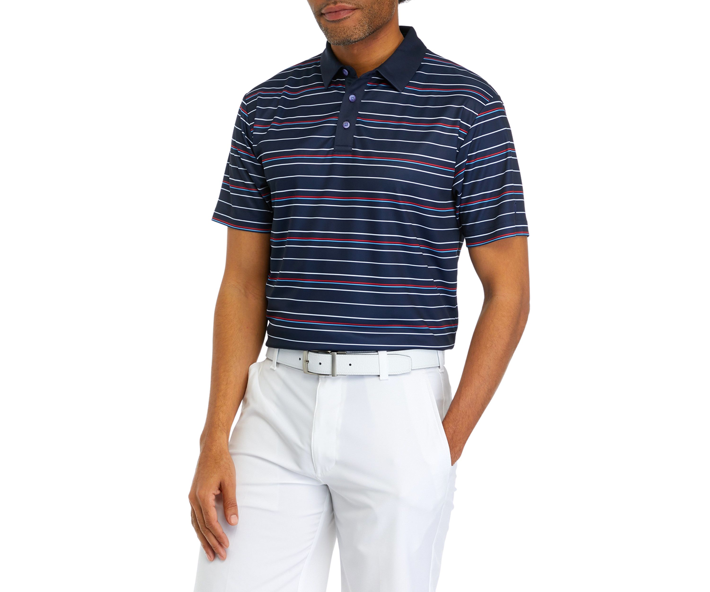 Mens Allover Stripe Americana Polo Shirt