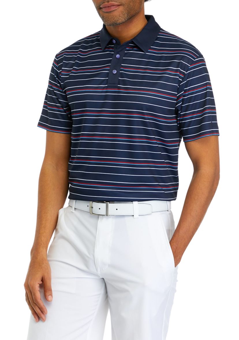 Mens Allover Stripe Americana Polo Shirt