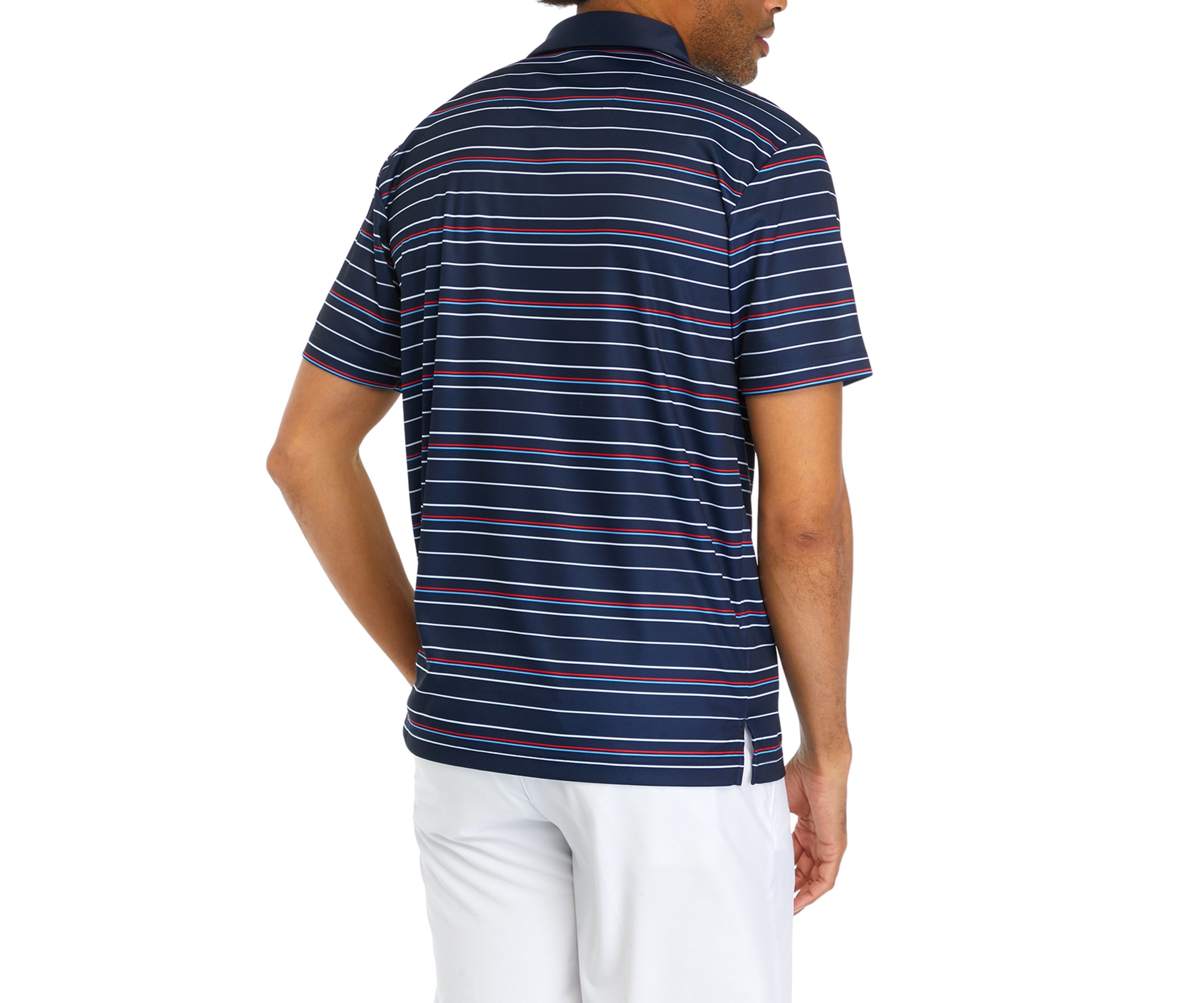 Mens Allover Stripe Americana Polo Shirt
