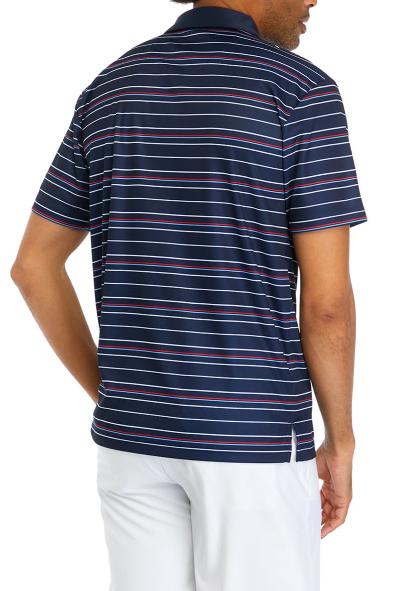 Mens Allover Stripe Americana Polo Shirt