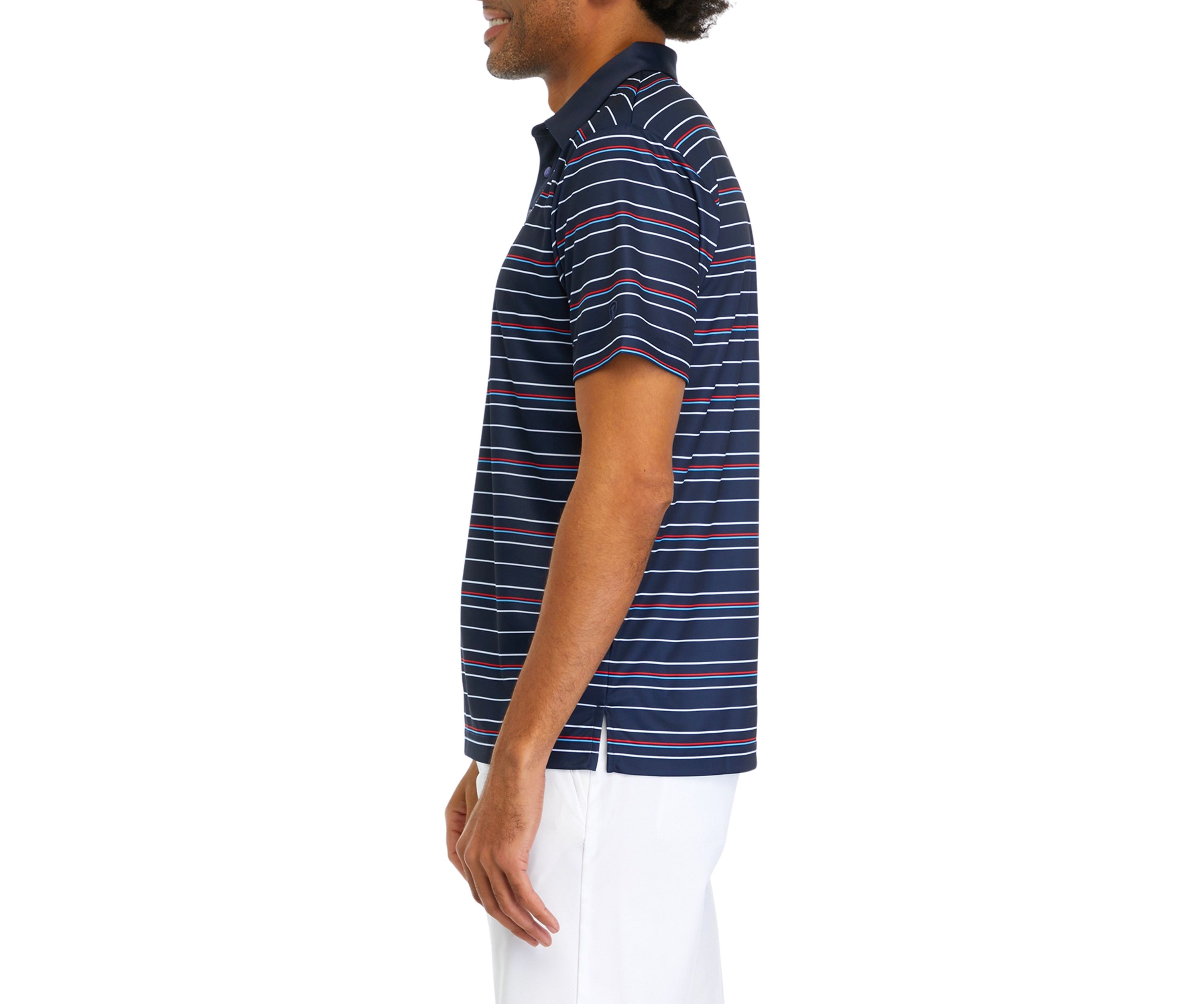 Mens Allover Stripe Americana Polo Shirt