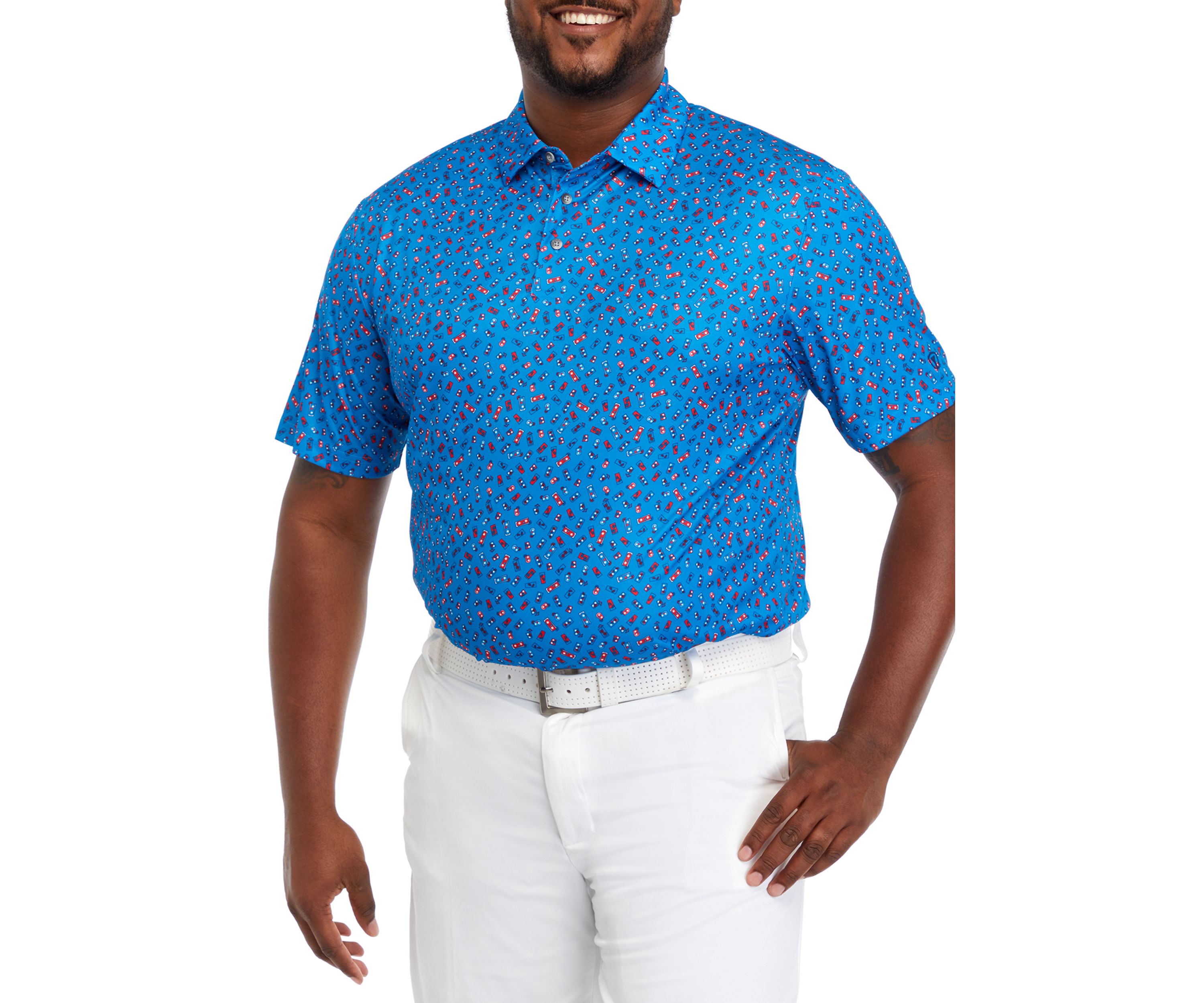 Big & Tall Short Sleeve Raspberry Lemonade Print Polo Shirt