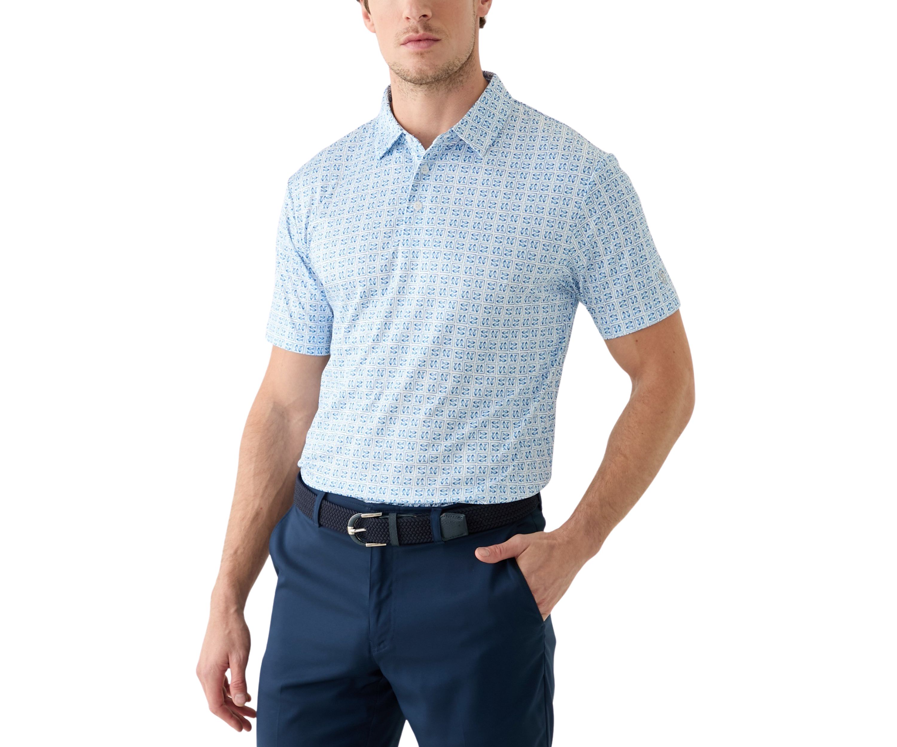 Mens Nautical Post Card Polo Shirt