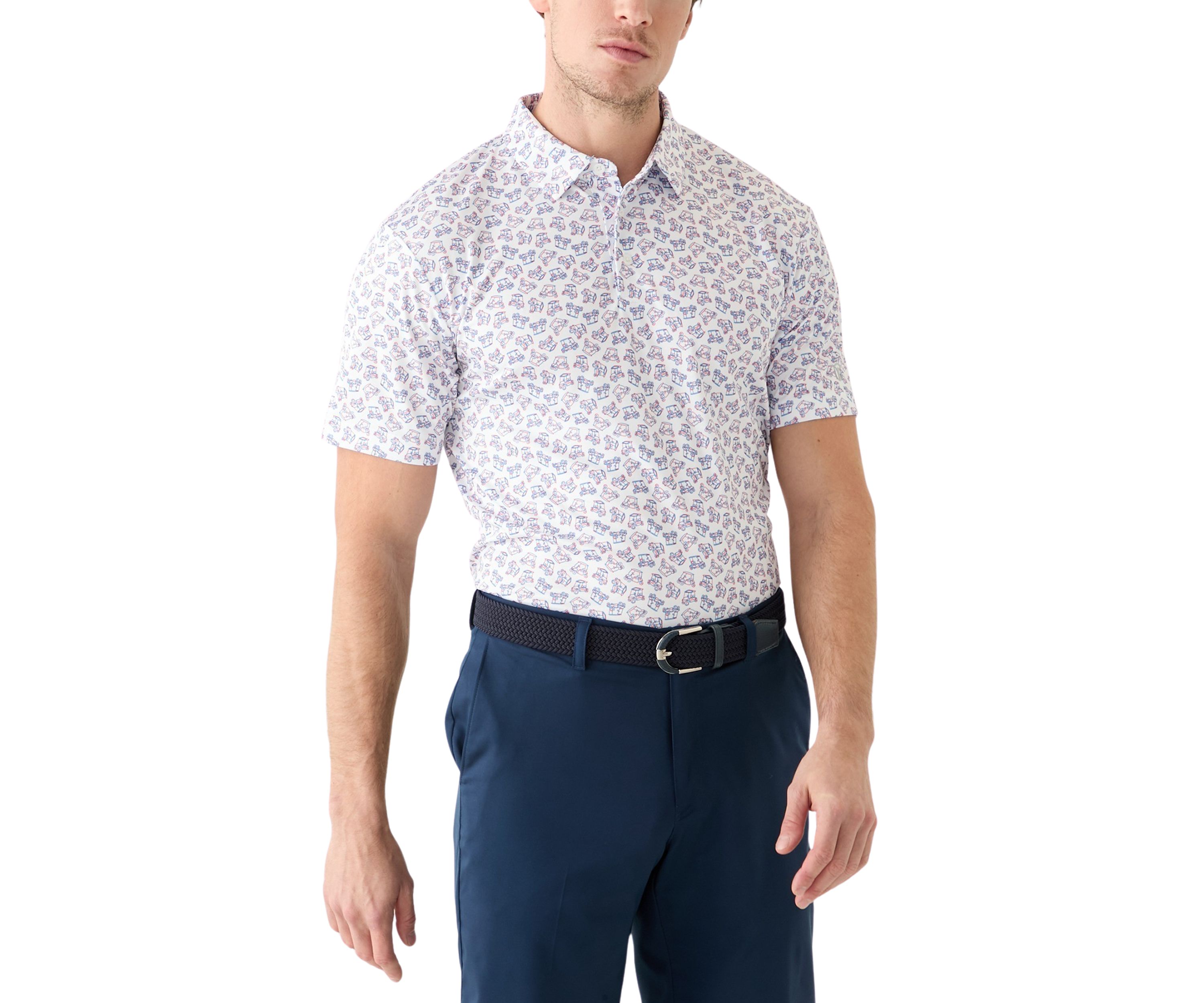 Mens Americana Golf Cart Print Polo Shirt