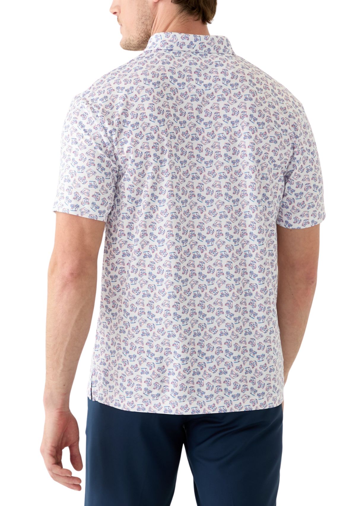 Mens Americana Golf Cart Print Polo Shirt