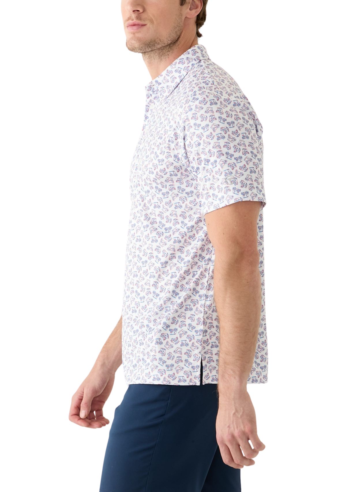 Mens Americana Golf Cart Print Polo Shirt