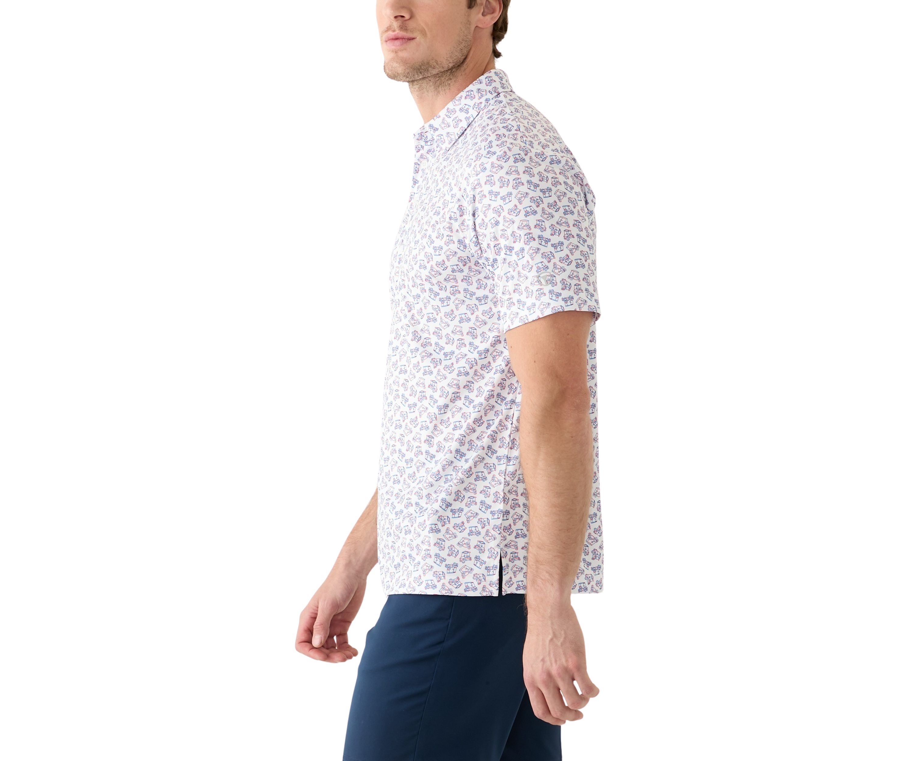 Mens Americana Golf Cart Print Polo Shirt