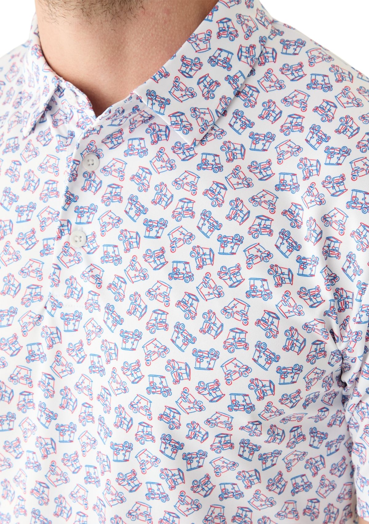 Mens Americana Golf Cart Print Polo Shirt