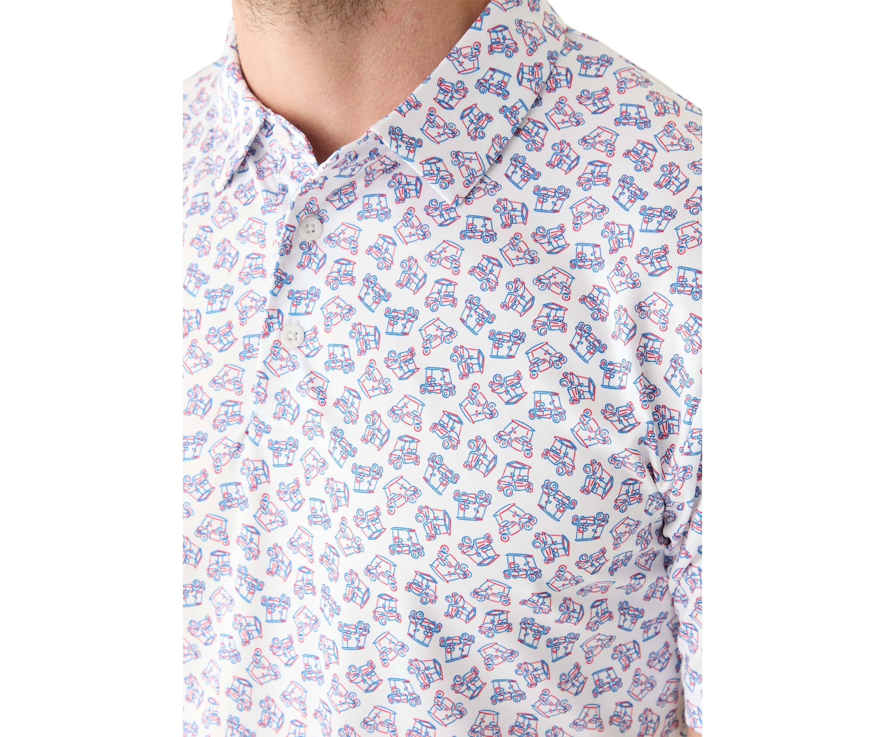 Mens Americana Golf Cart Print Polo Shirt