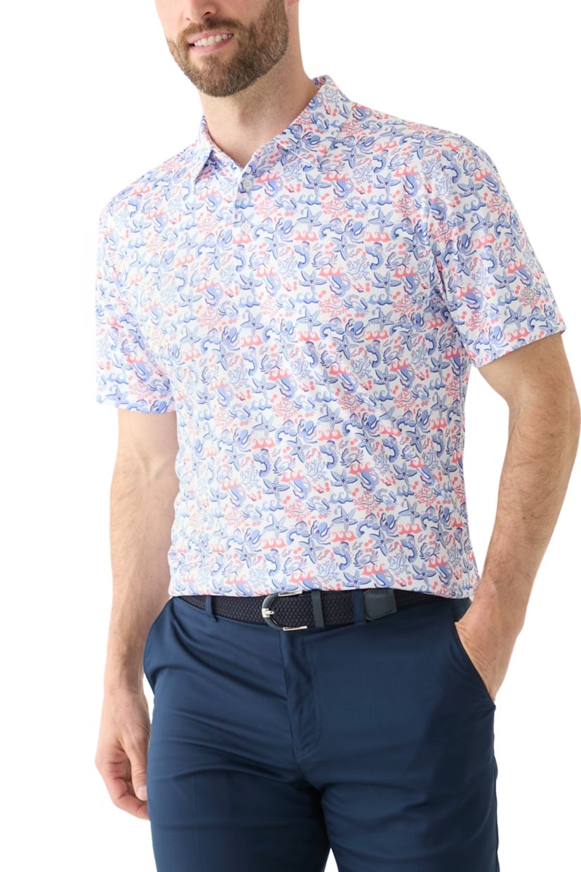 Mens Deep Sea Conversational Printed Polo Shirt