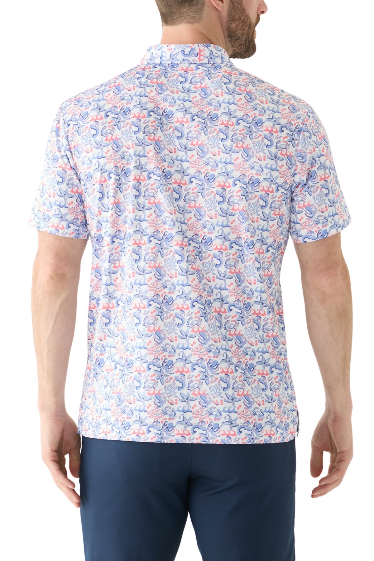 Mens Deep Sea Conversational Printed Polo Shirt