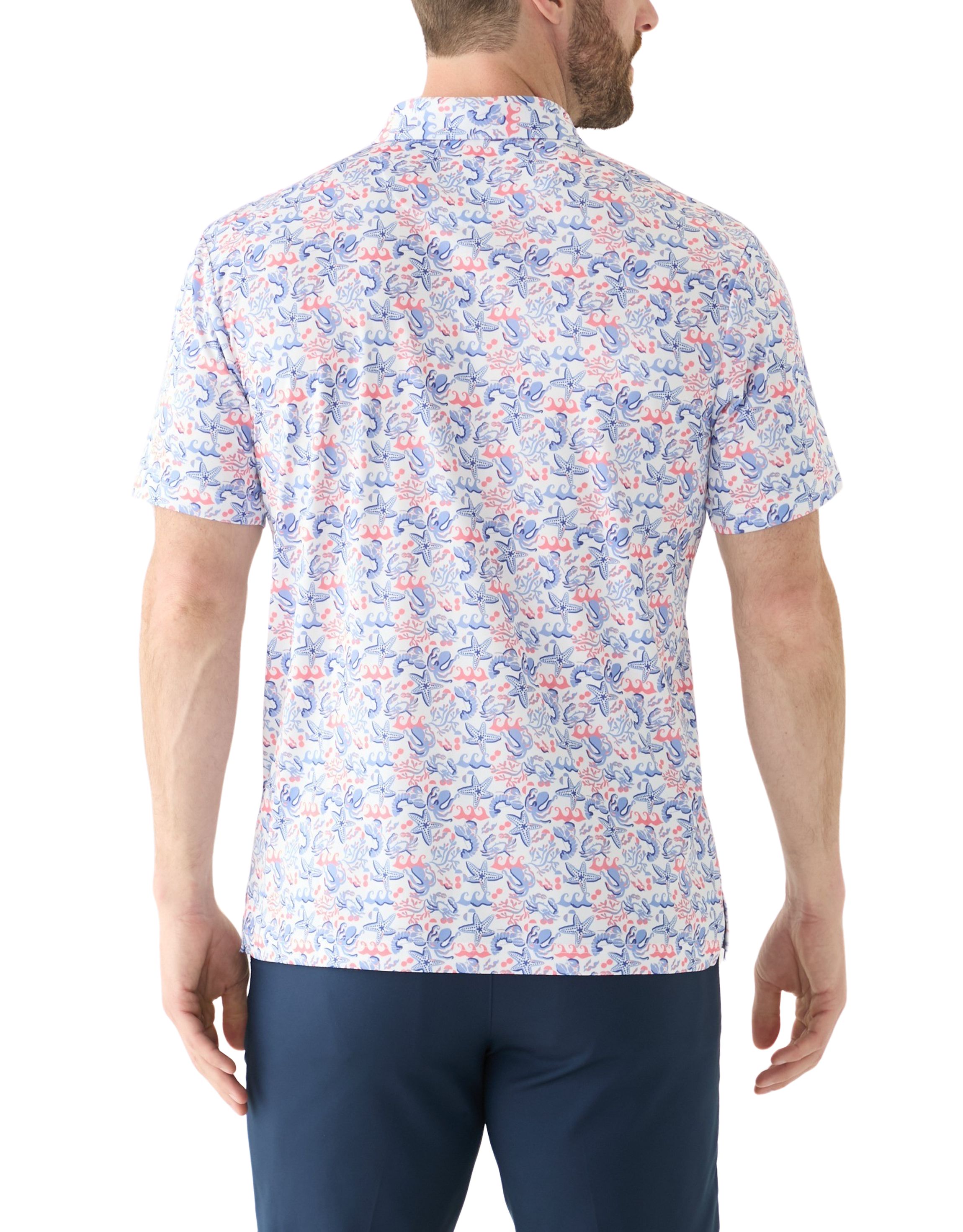 Mens Deep Sea Conversational Printed Polo Shirt