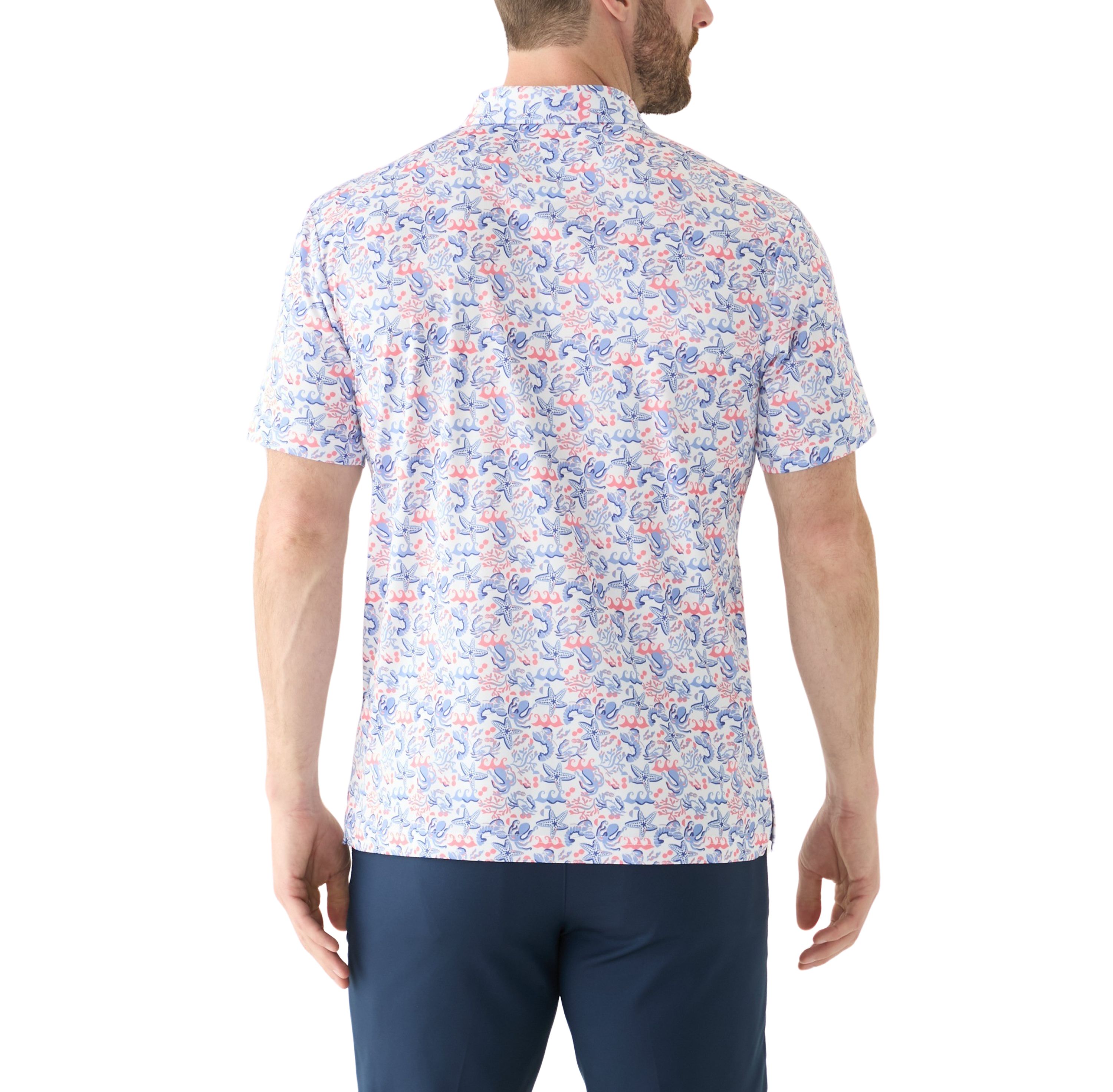 Mens Deep Sea Conversational Printed Polo Shirt