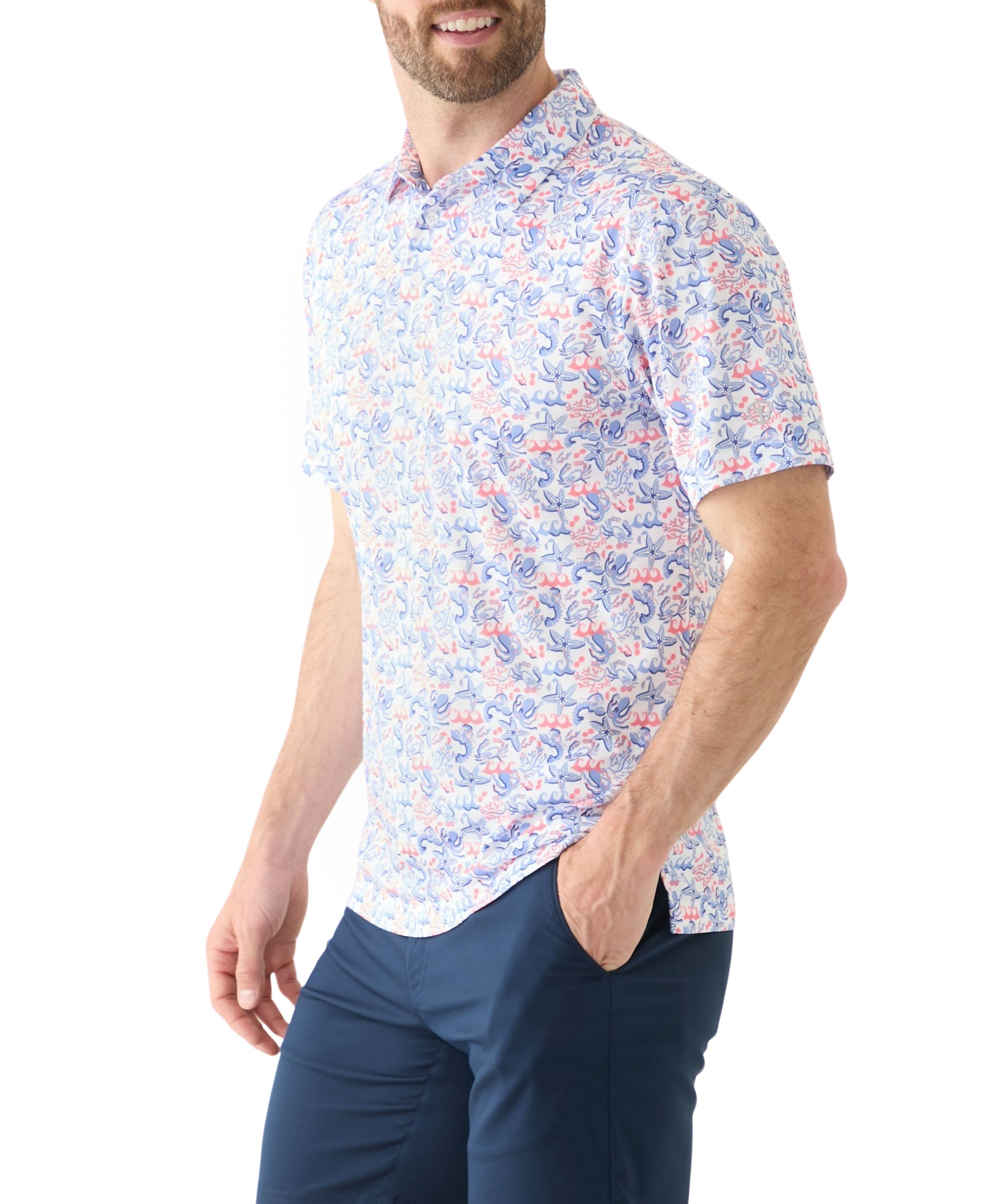 Mens Deep Sea Conversational Printed Polo Shirt