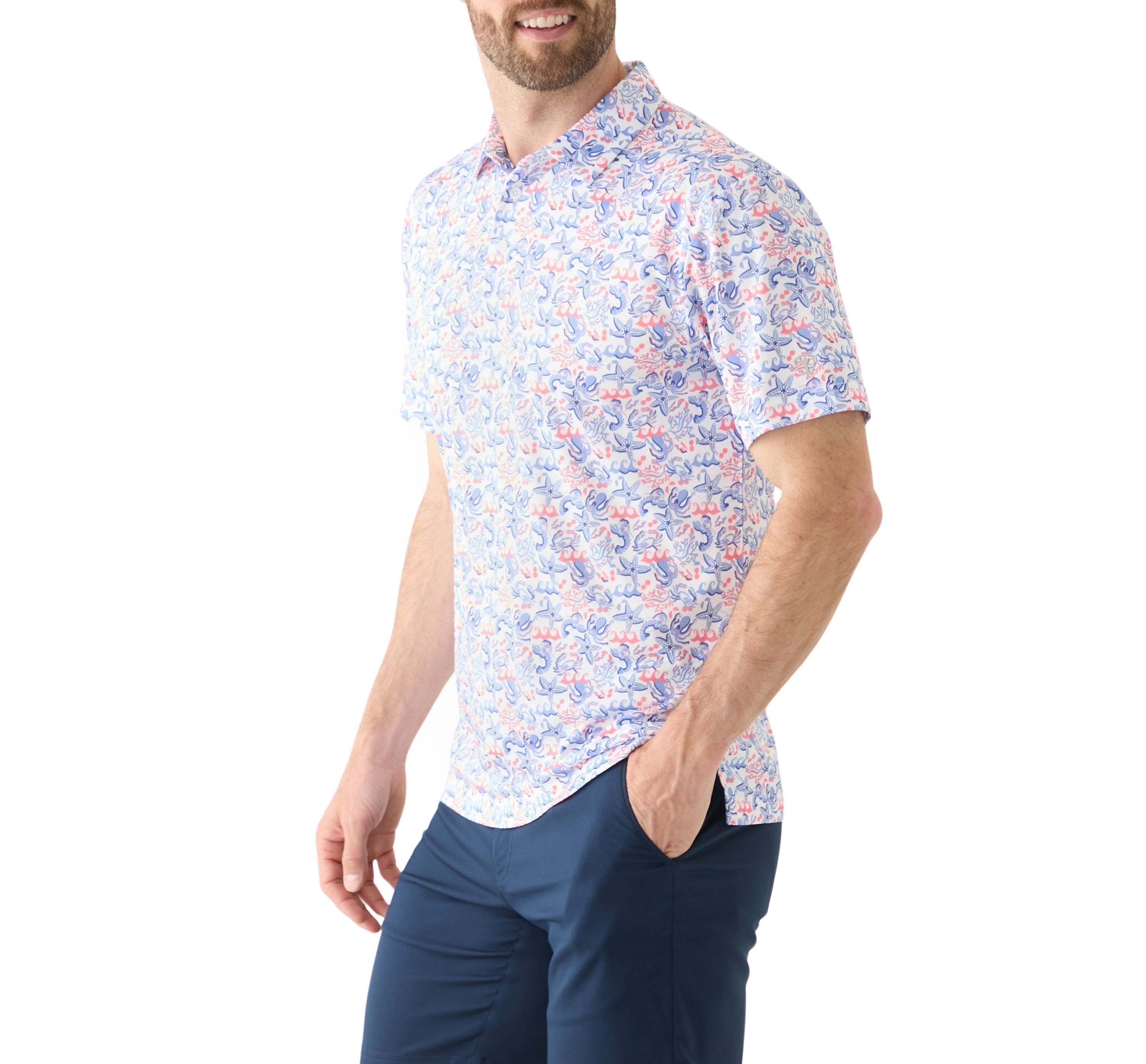 Mens Deep Sea Conversational Printed Polo Shirt